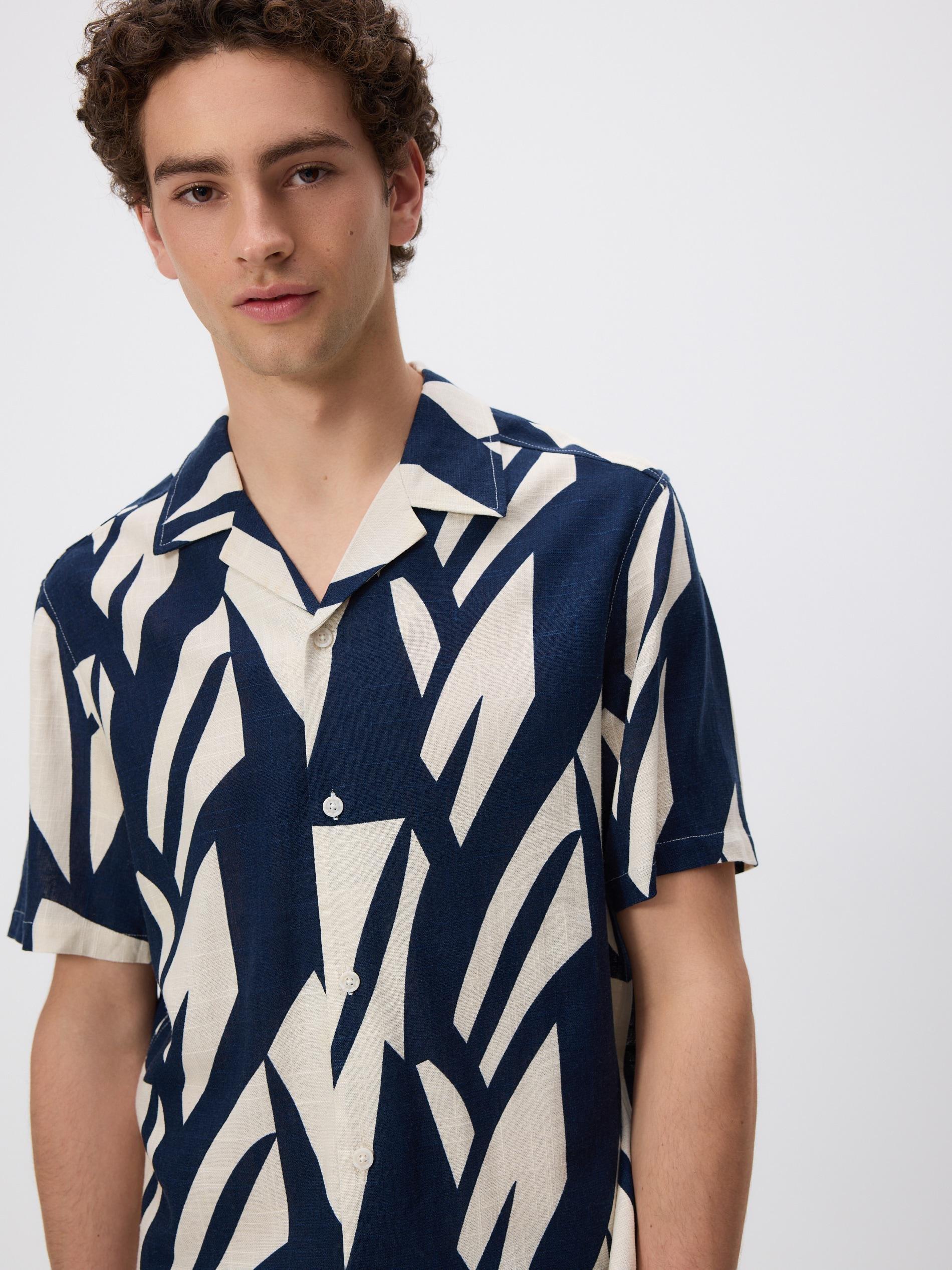 Multicolour Regular Fit Linen Blend Shirt, Multicolor, large image number 0