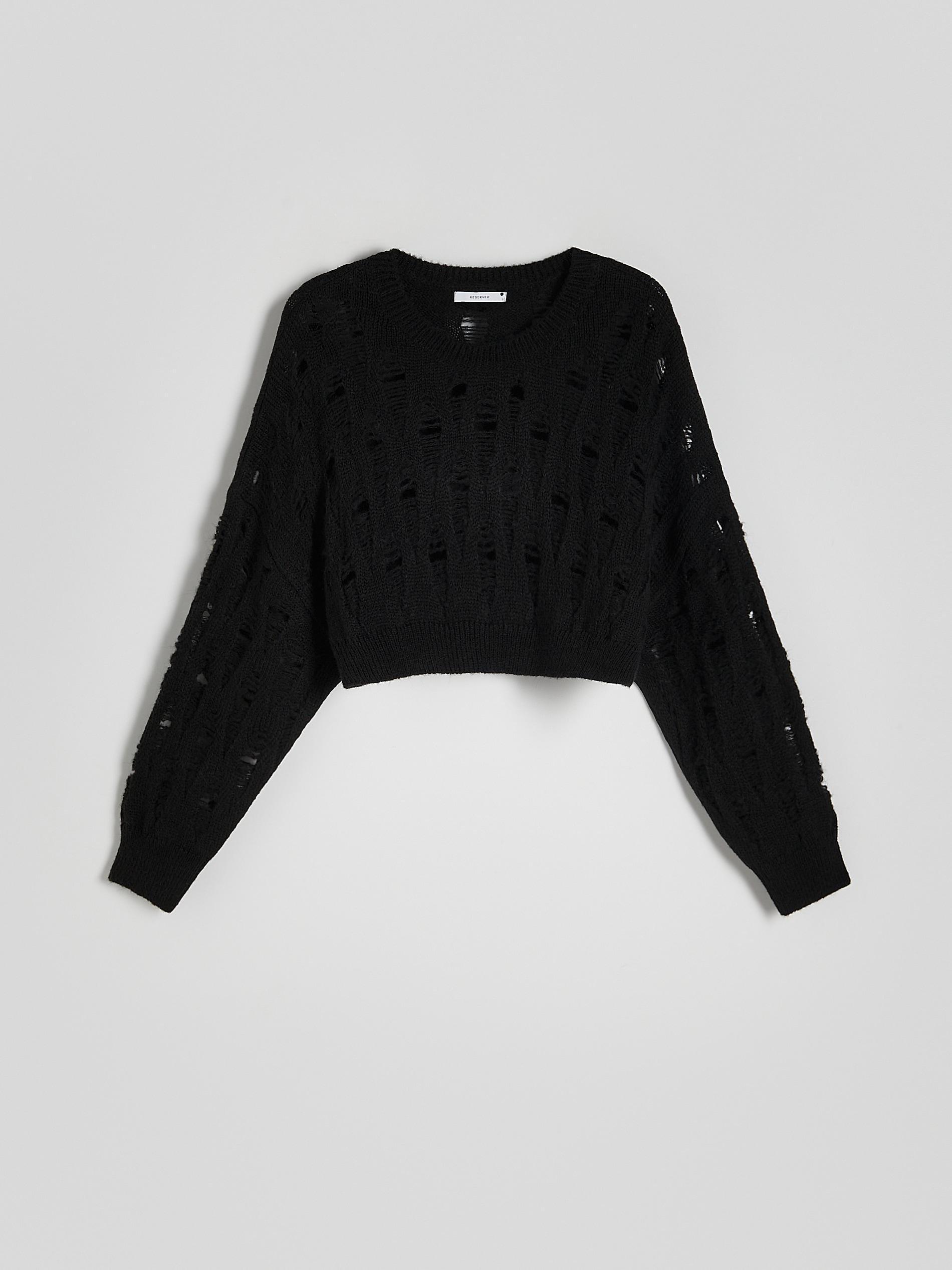 Black Distressed Jumper, Black, large image number 3