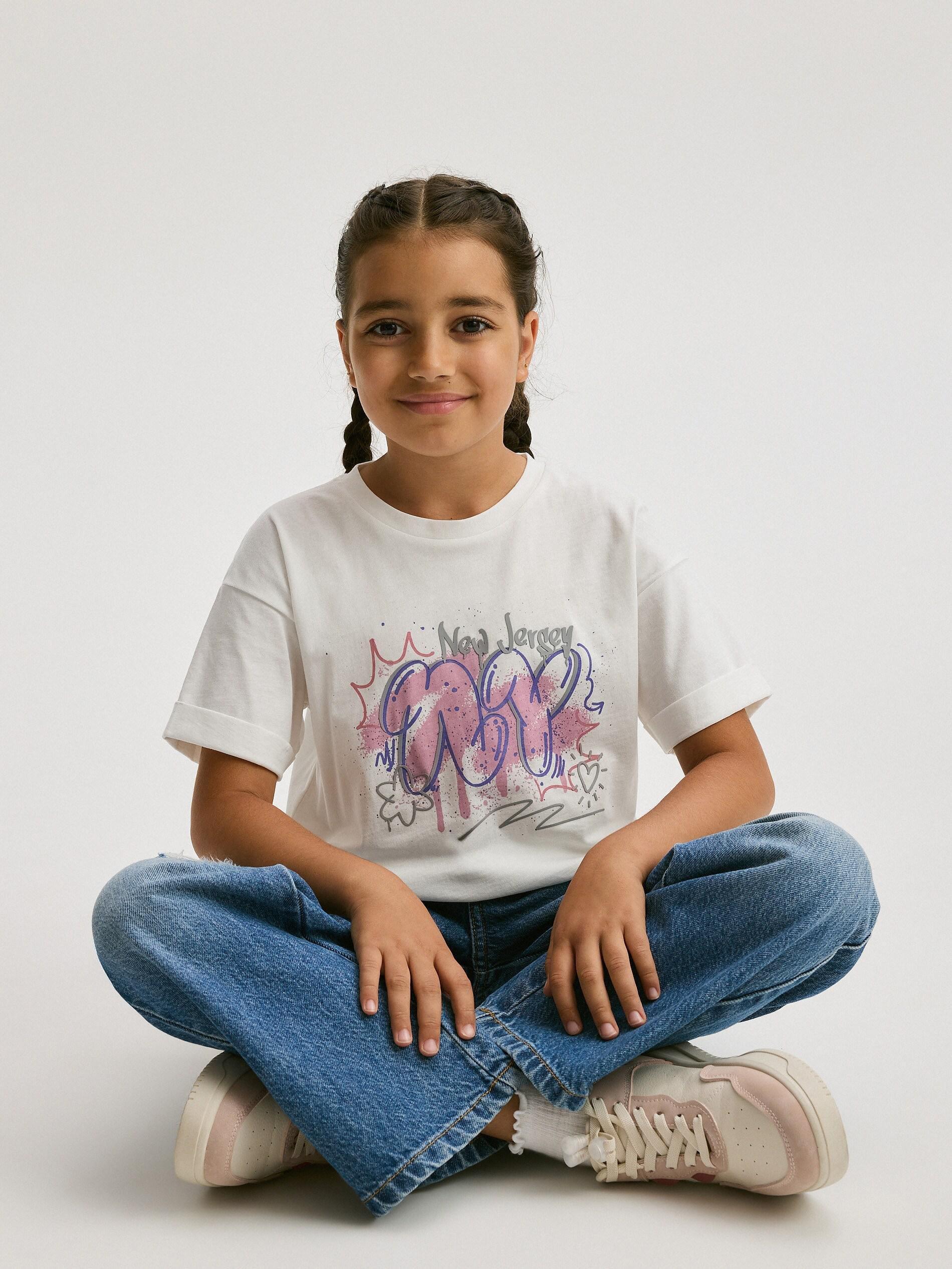 White Printed T-Shirt, , large image number 0
