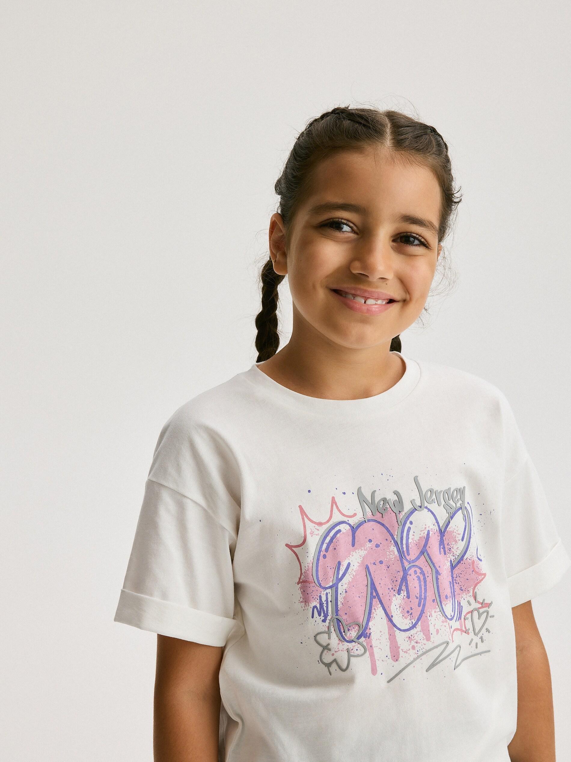 White Printed T-Shirt, , large image number 6