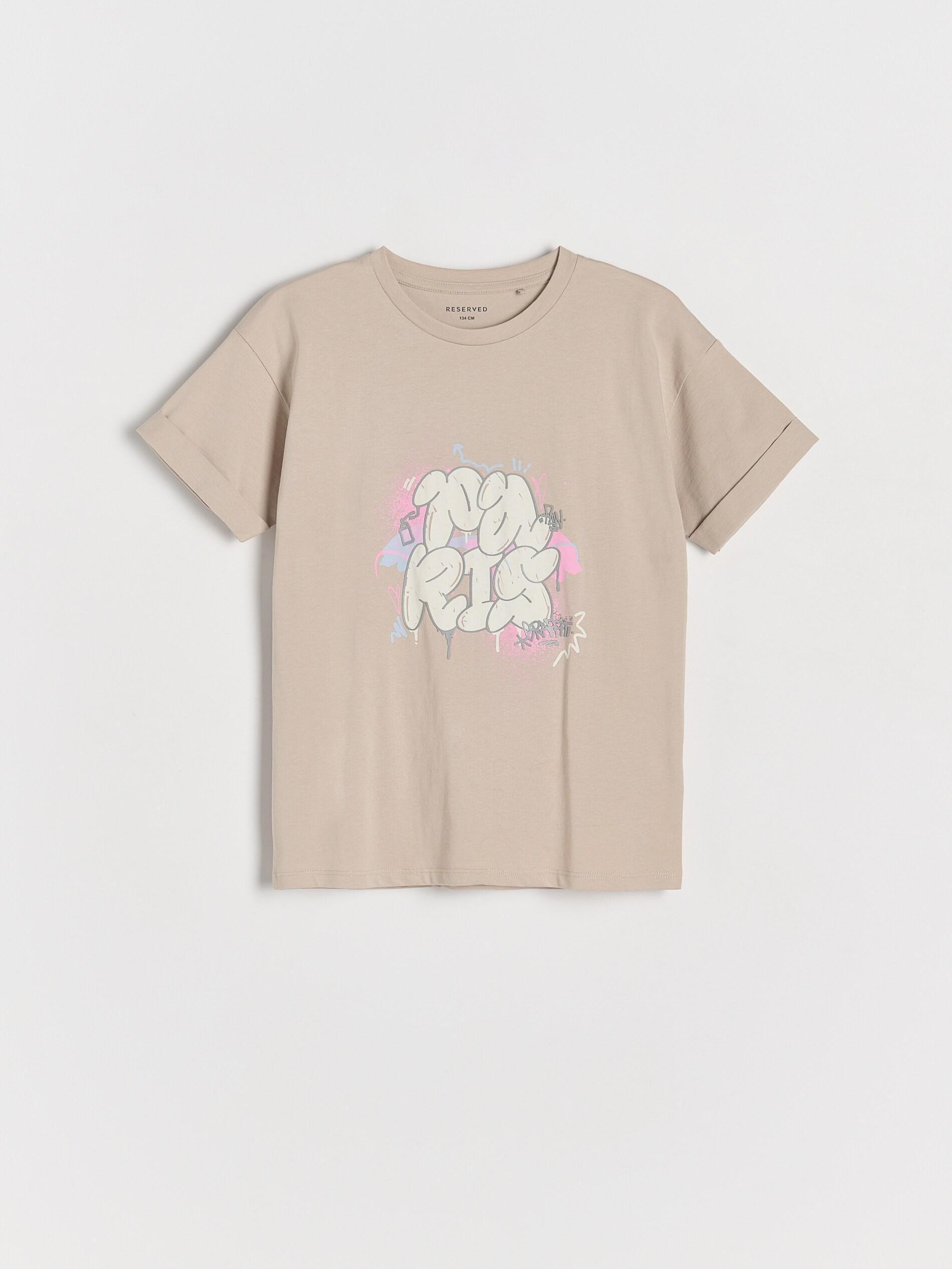 Beige Printed T-Shirt, , large image number 0