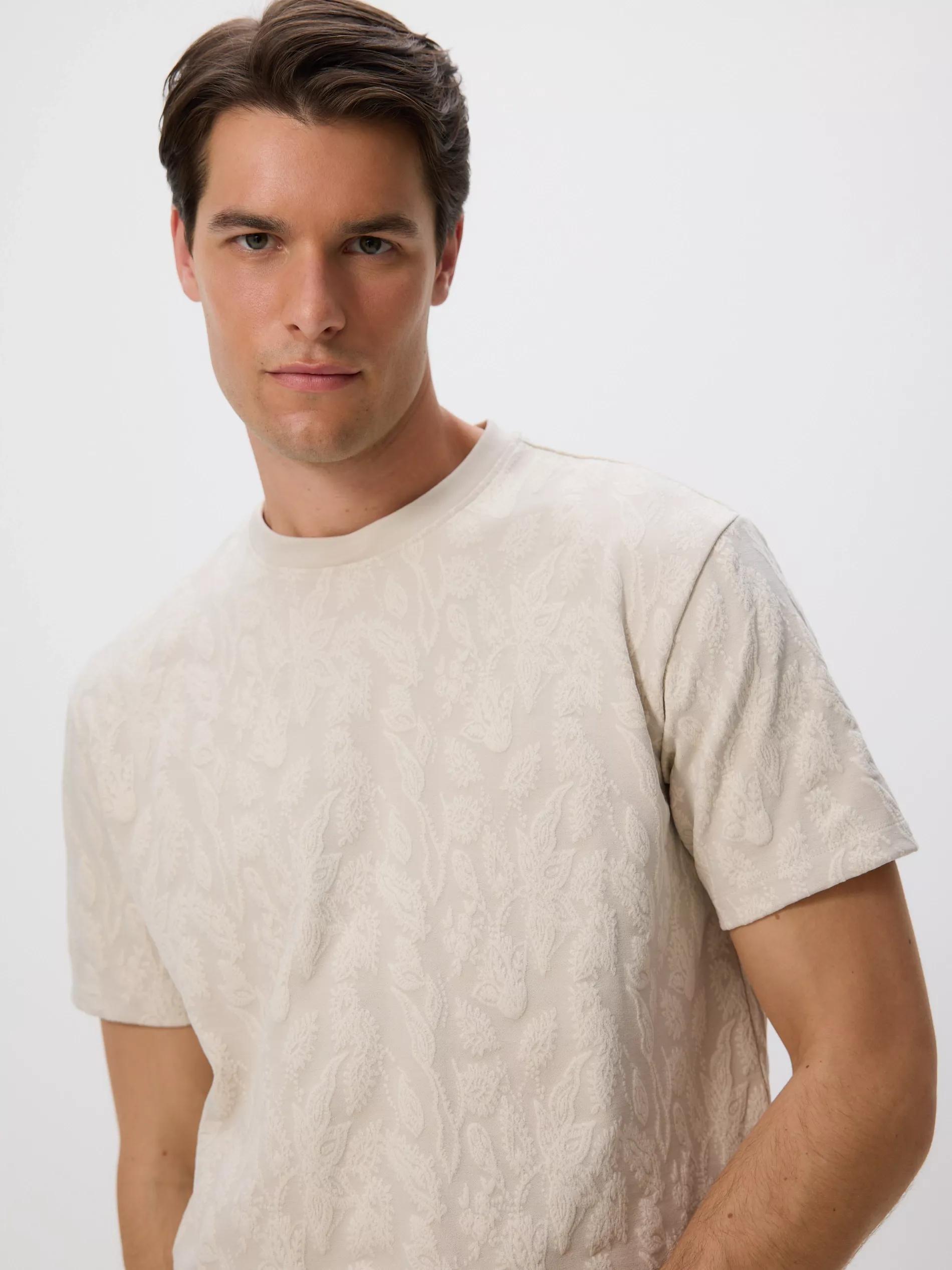 Beige Comfort Fit T-Shirt With Print, Beige, large image number 0