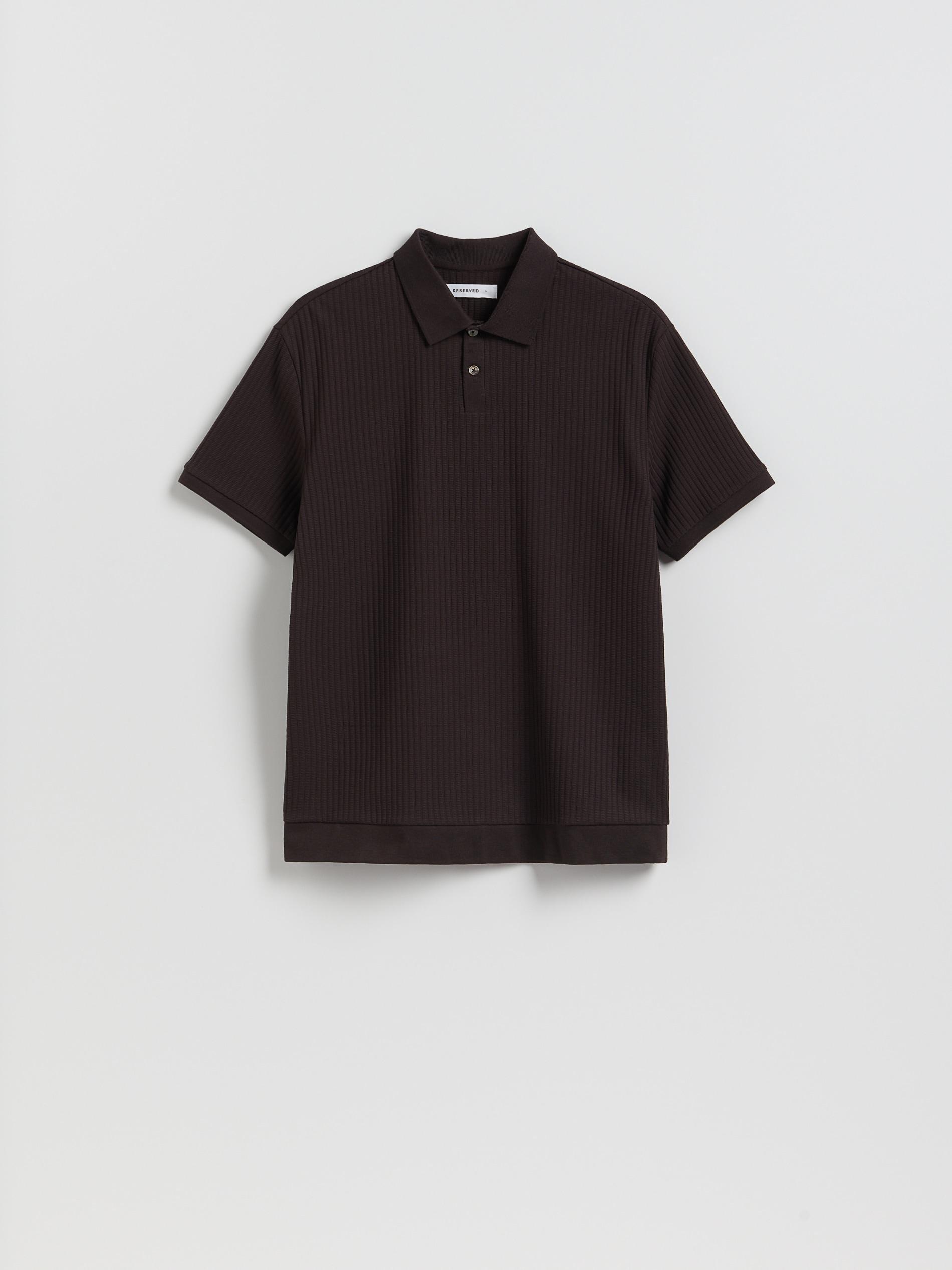 Brown Comfort Fit Structural Fabric Polo Shirt, Brown, large image number 0