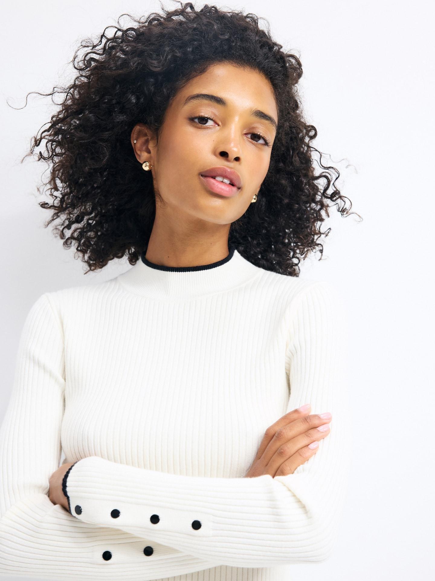 Beige Jumper With Decorative Buttons, Ivory, medium