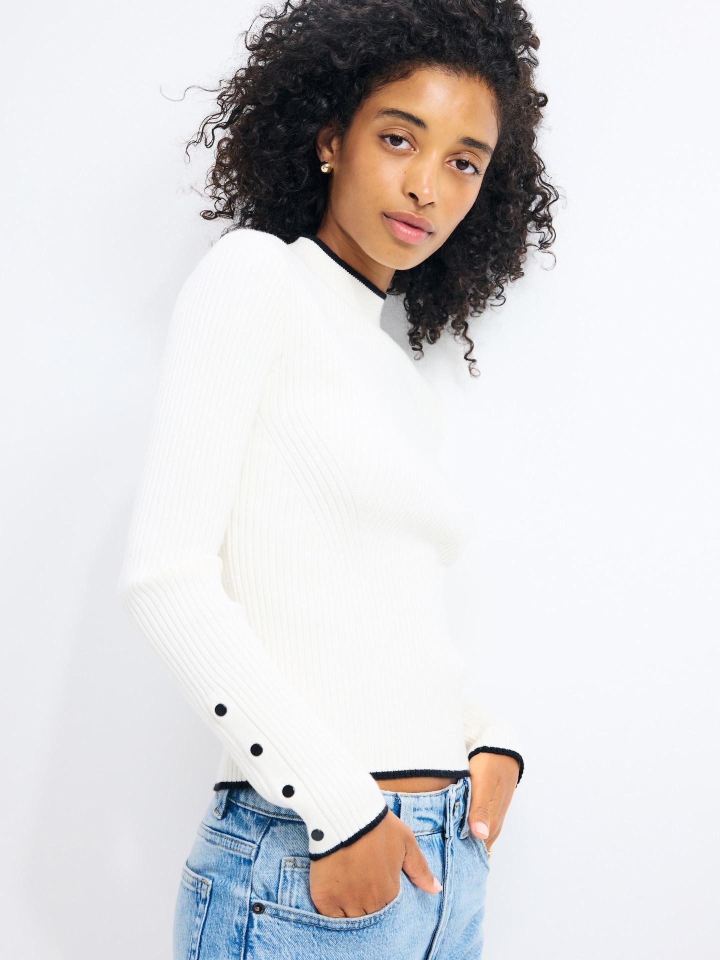 Beige Jumper With Decorative Buttons, Ivory, medium