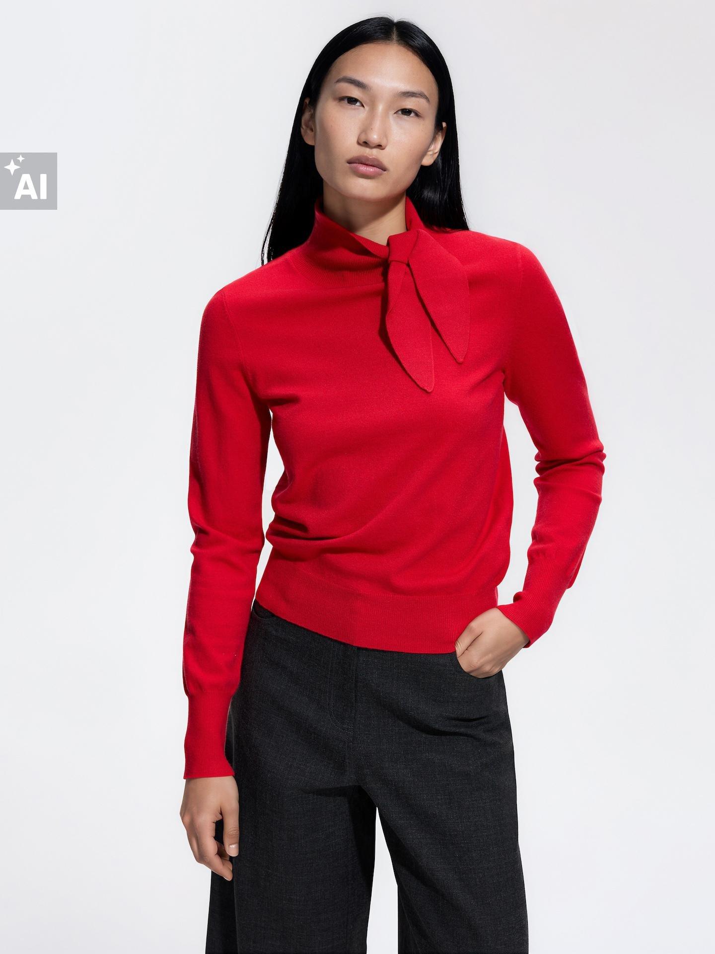 Red Sweater With Viscose Blend, Red, large image number 3