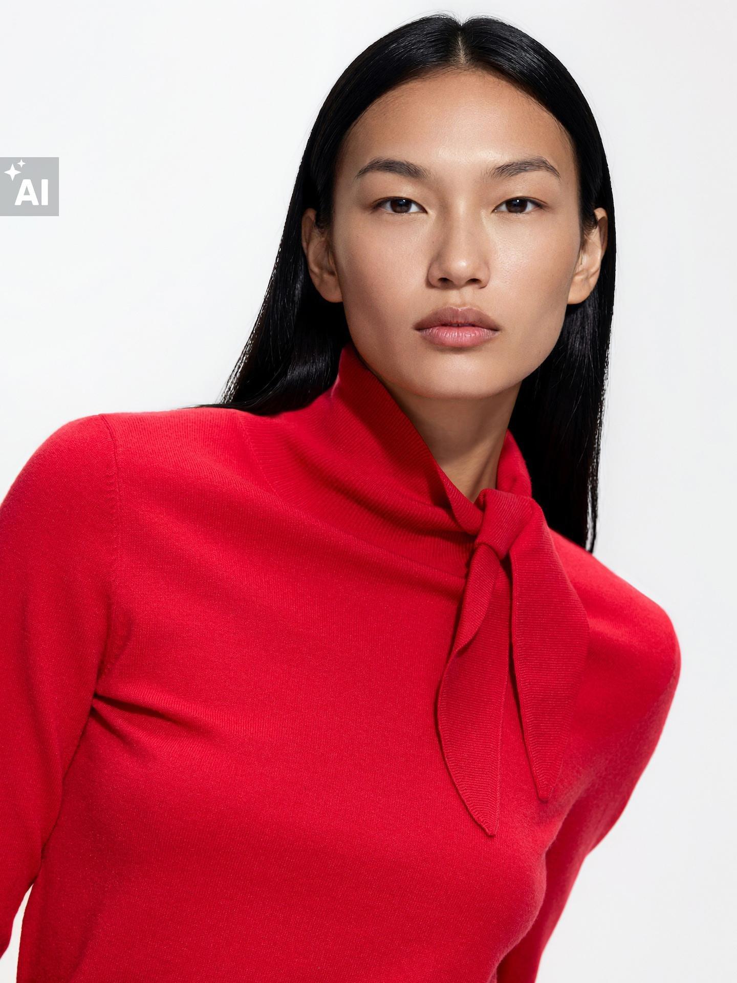 Red Sweater With Viscose Blend, Red, large image number 4
