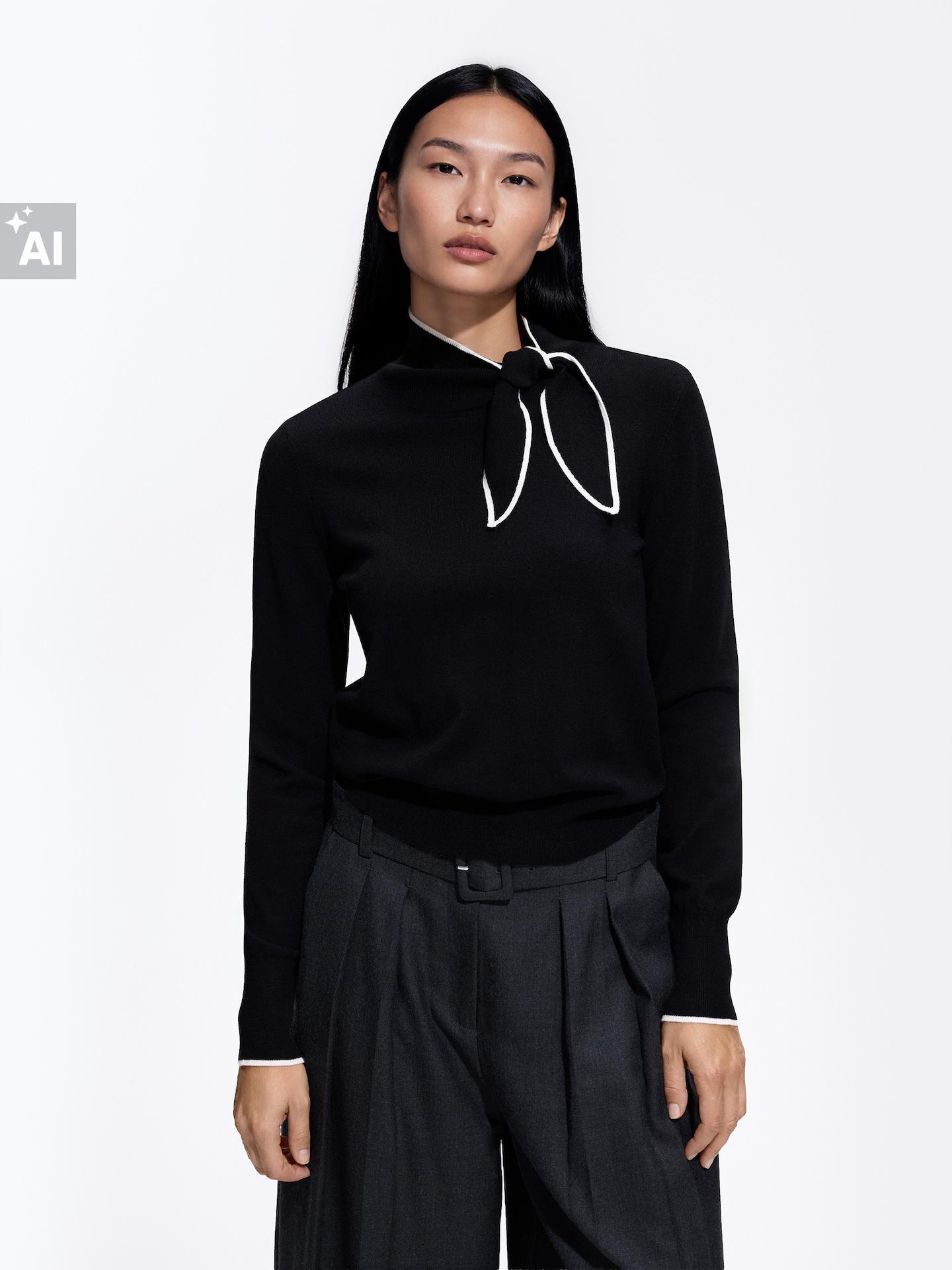 Black Sweater With Viscose Blend, Black, large image number 3