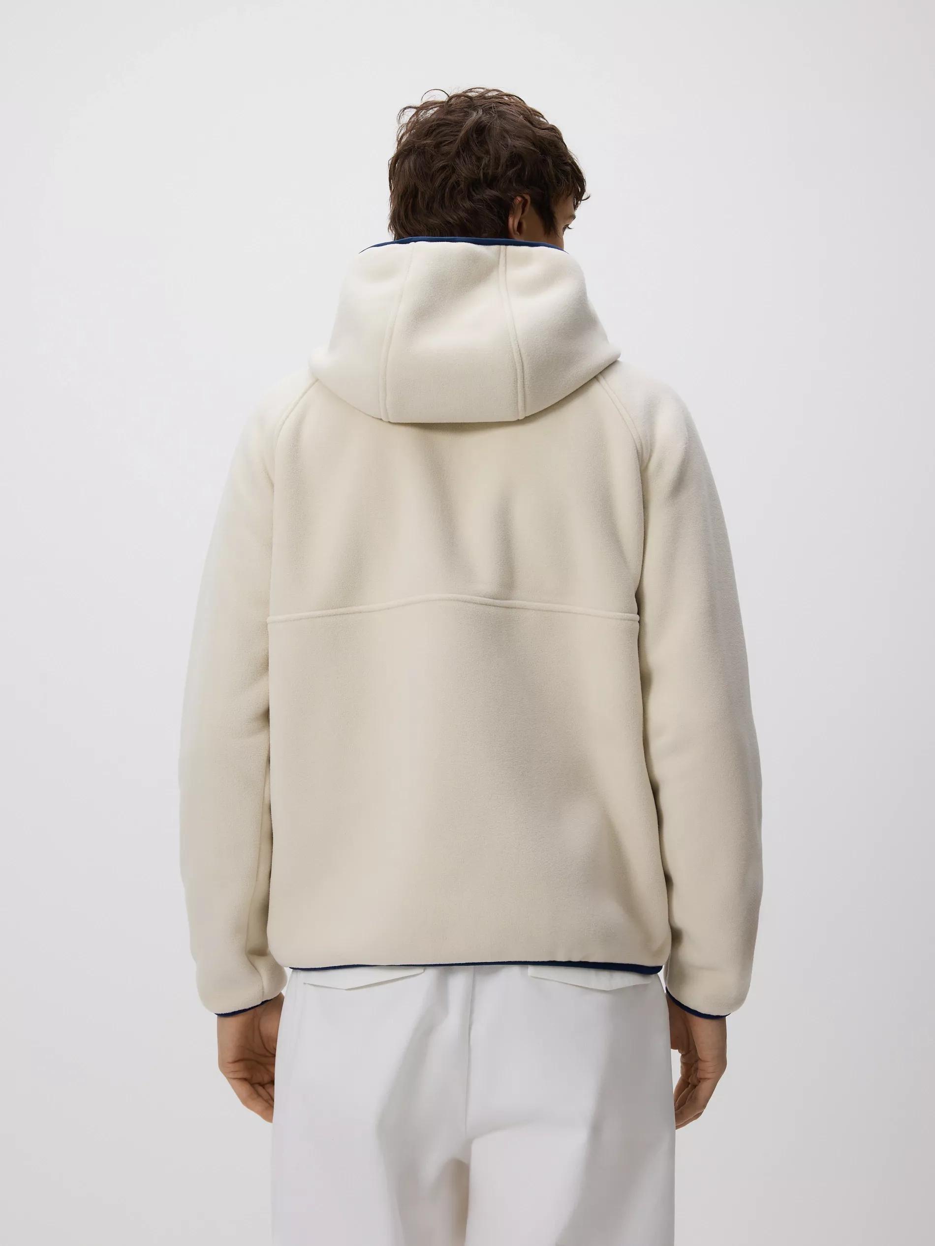 Cream Fleece Sweatshirt With Hood, Ivory, large image number 4