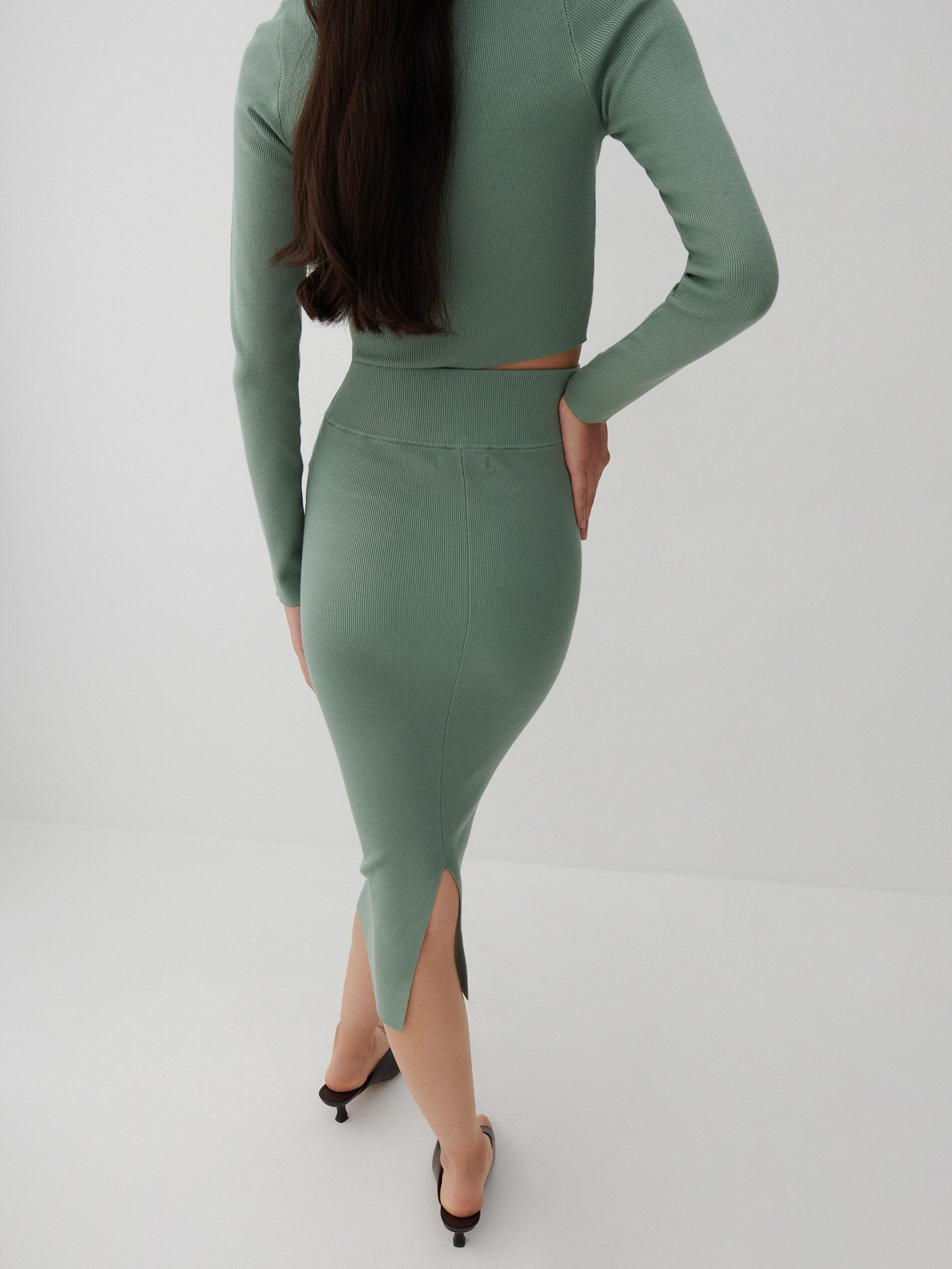 Light Turquoise Ribbed Skirt, Women, , large image number 2