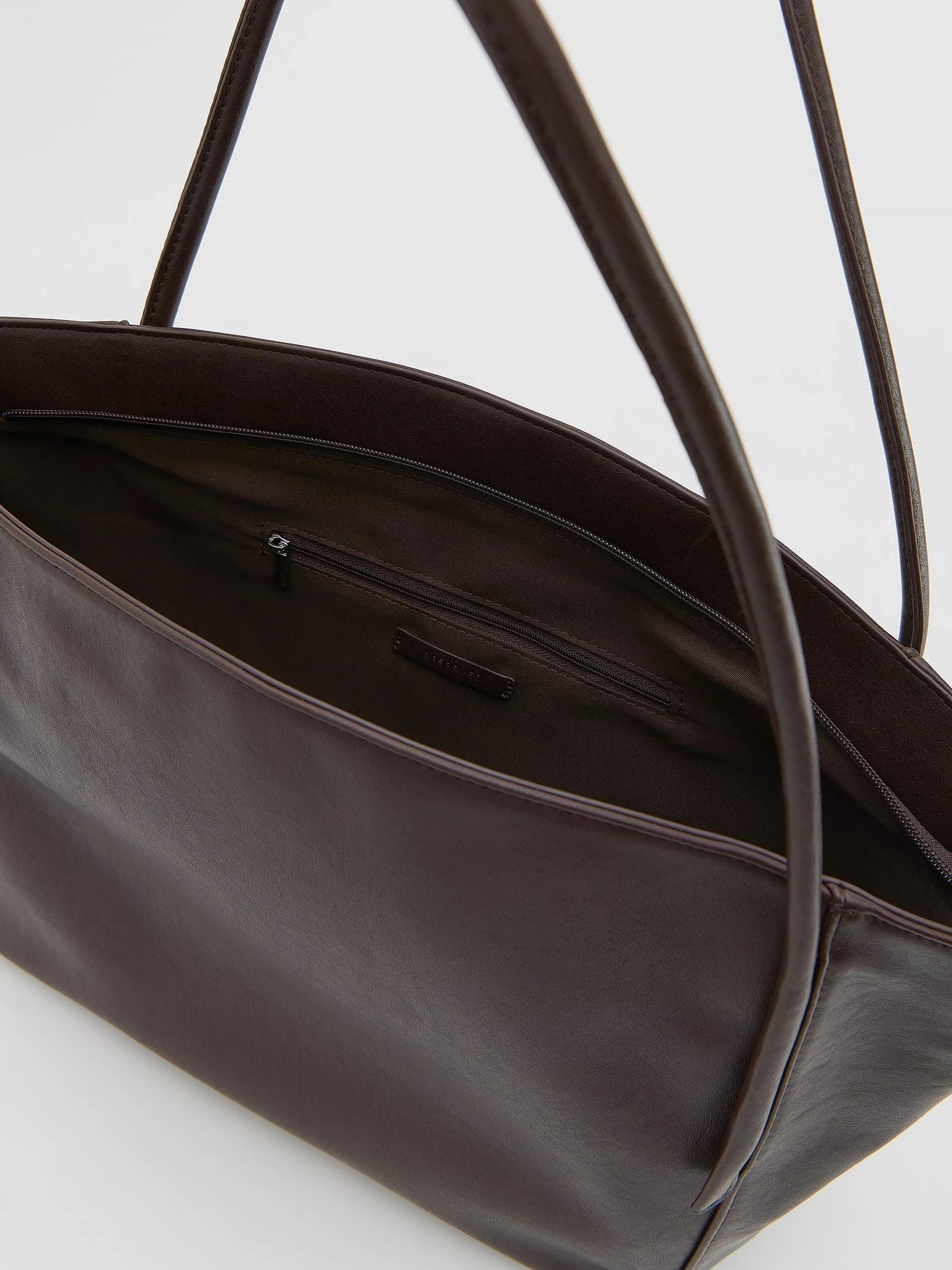 Brown Shopper Bag, Brown, large image number 5