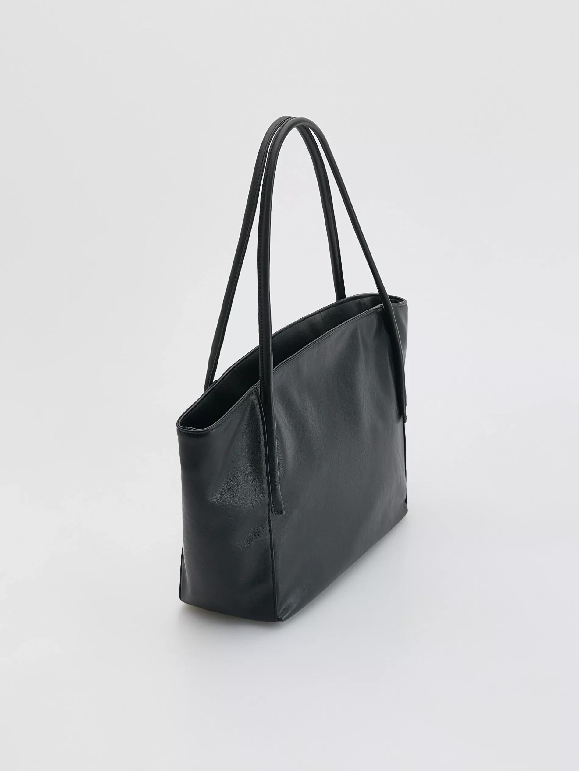 Black Shopper Bag, Black, large image number 1