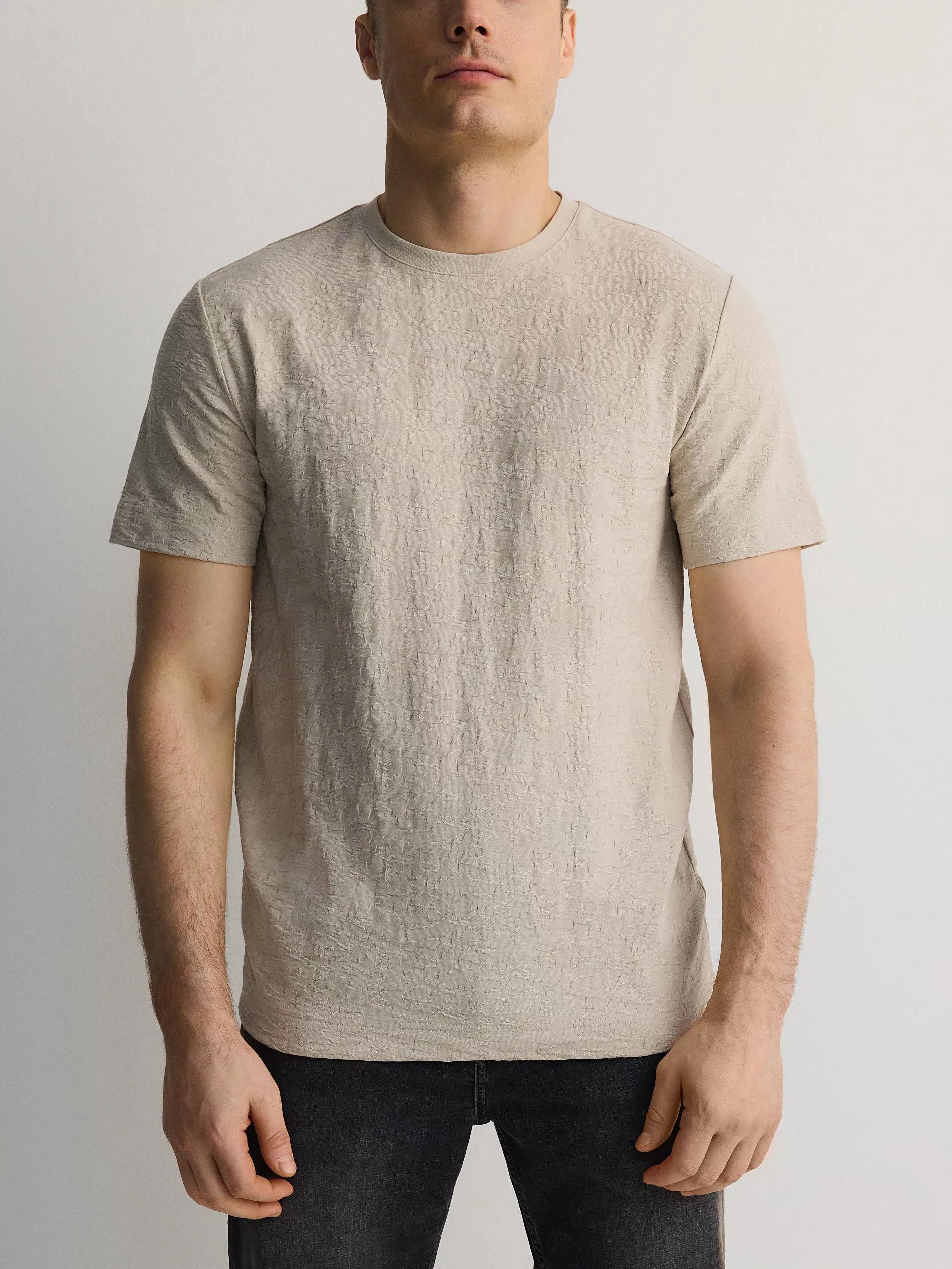 Beige Regular Fit T-Shirt Made Of Structured Material, , large image number 1