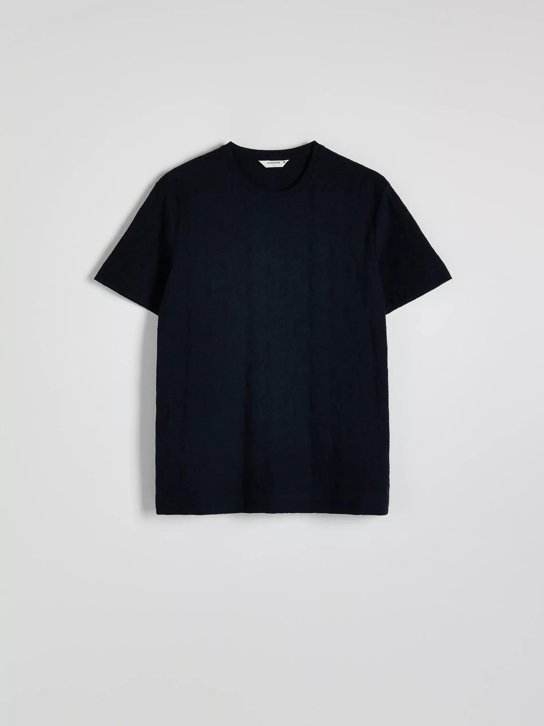 Navy Regular Fit T-Shirt Made Of Structured Material, , medium