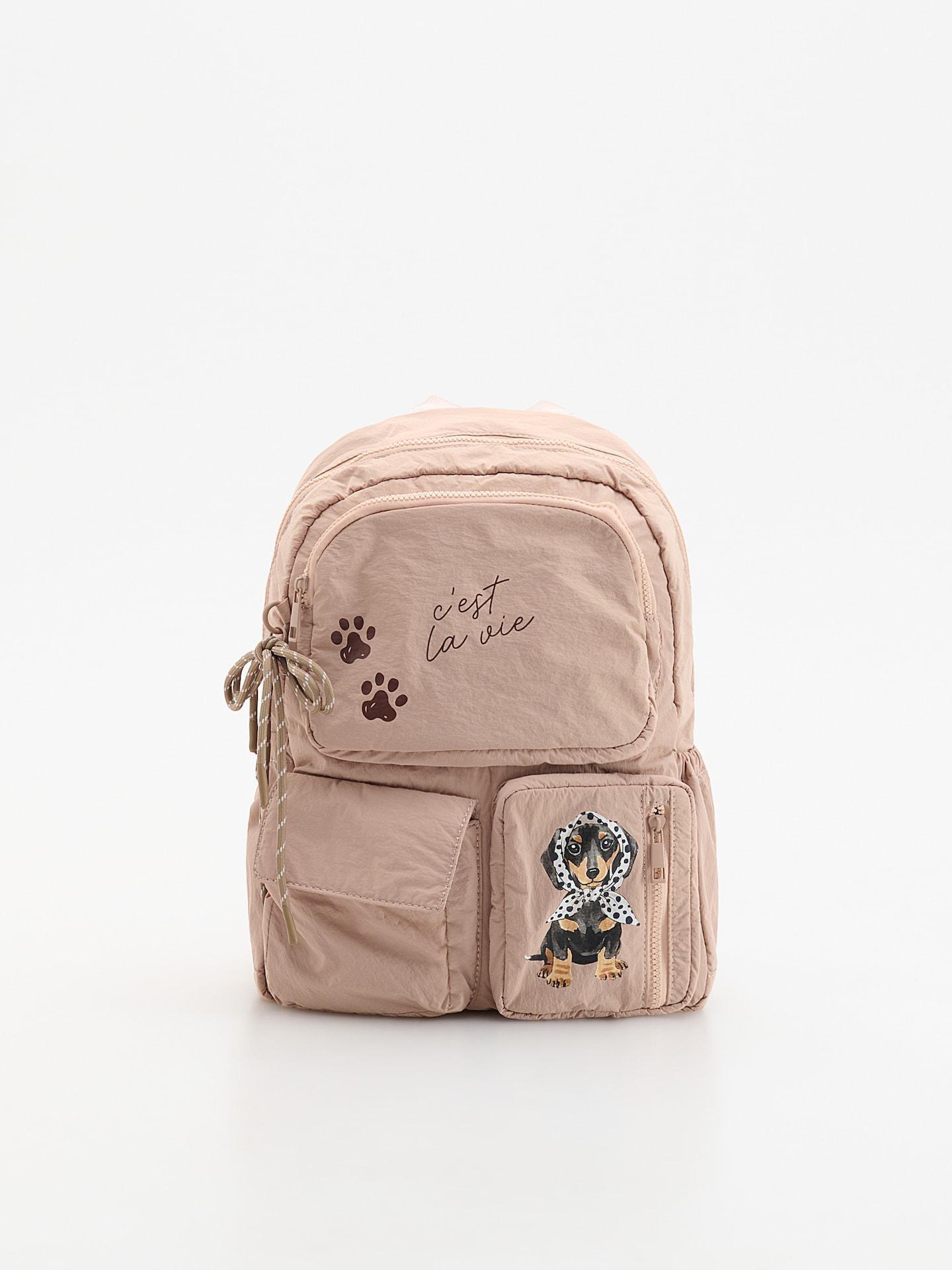 Pink Backpack With Print, Purple, medium