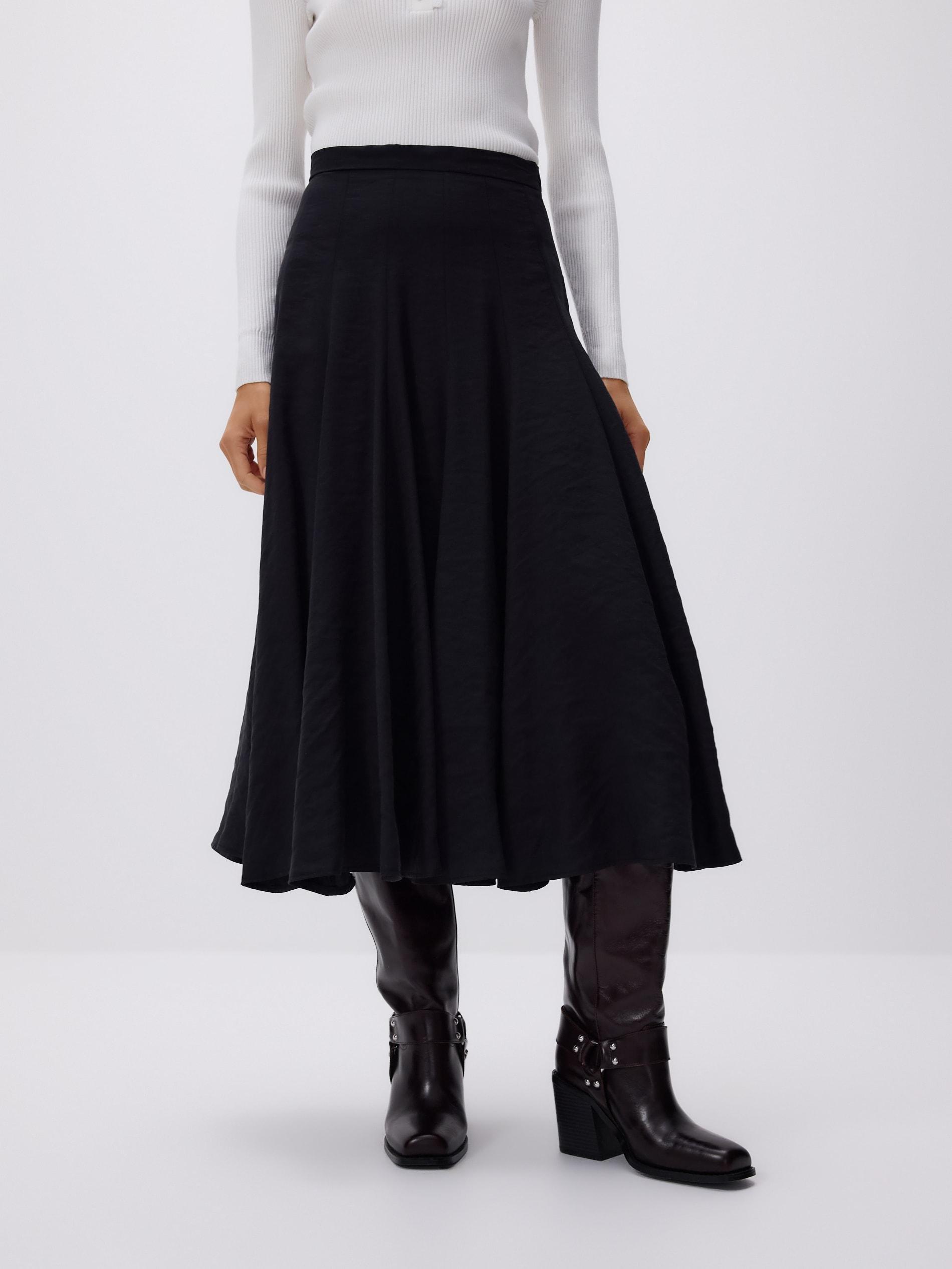 Black Modal Blend Skirt, Black, medium