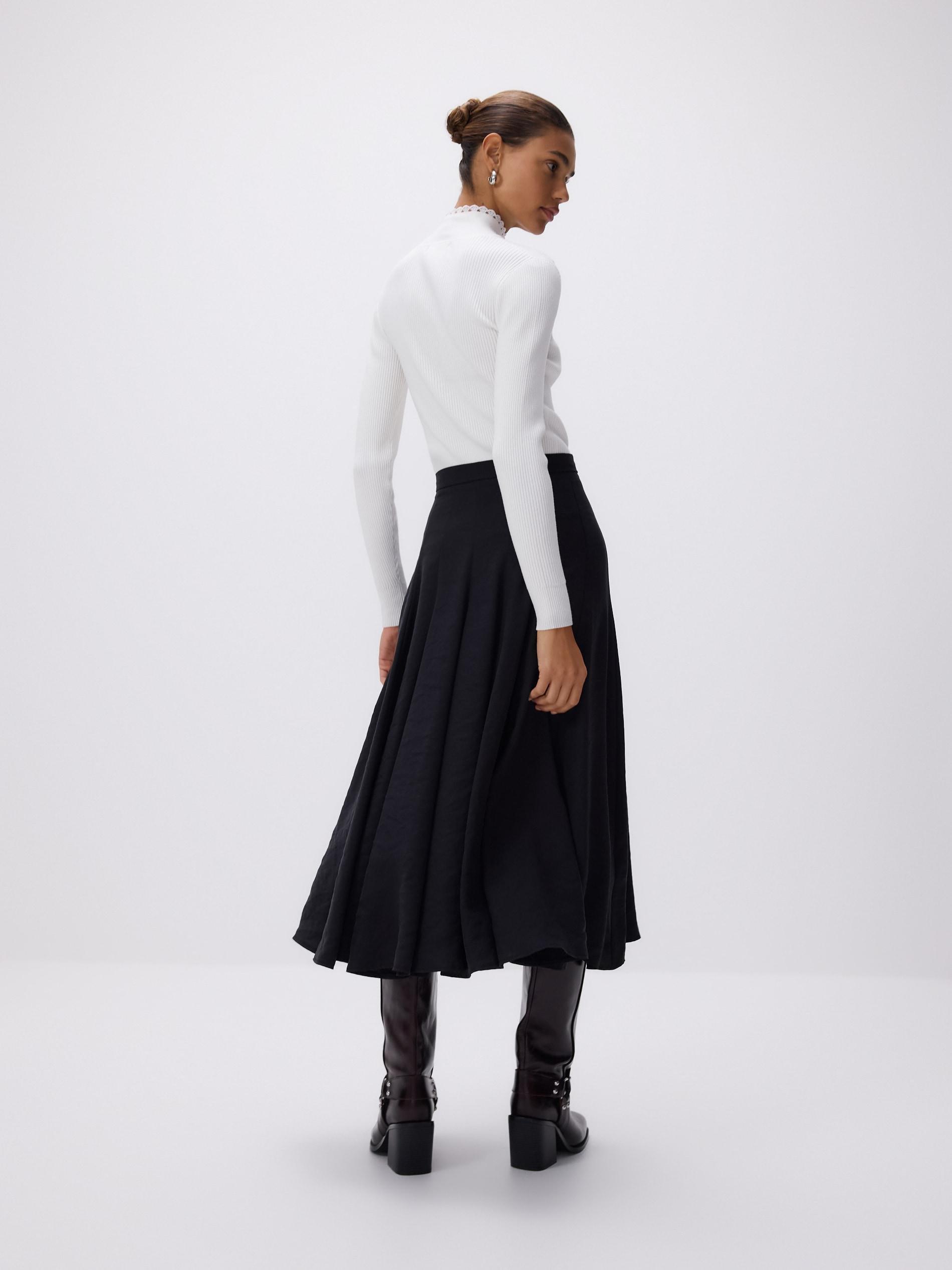 Black Modal Blend Skirt, Black, medium