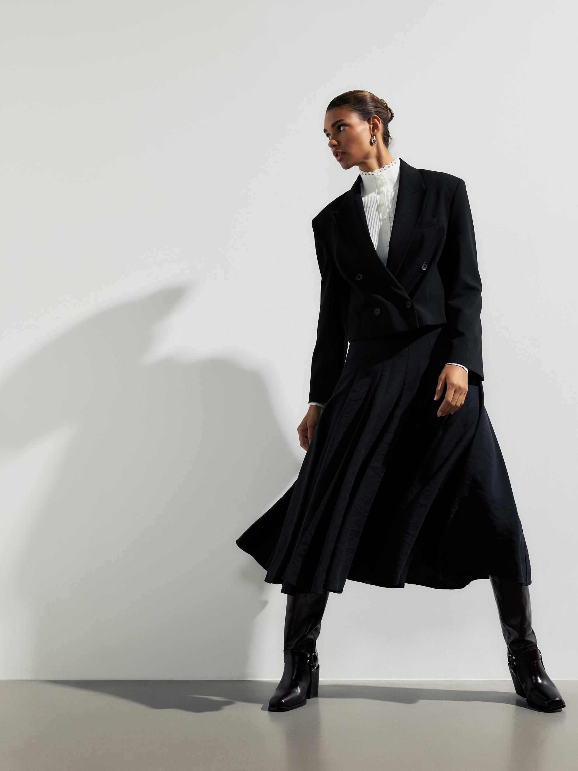 Black Modal Blend Skirt, Black, large image number 5