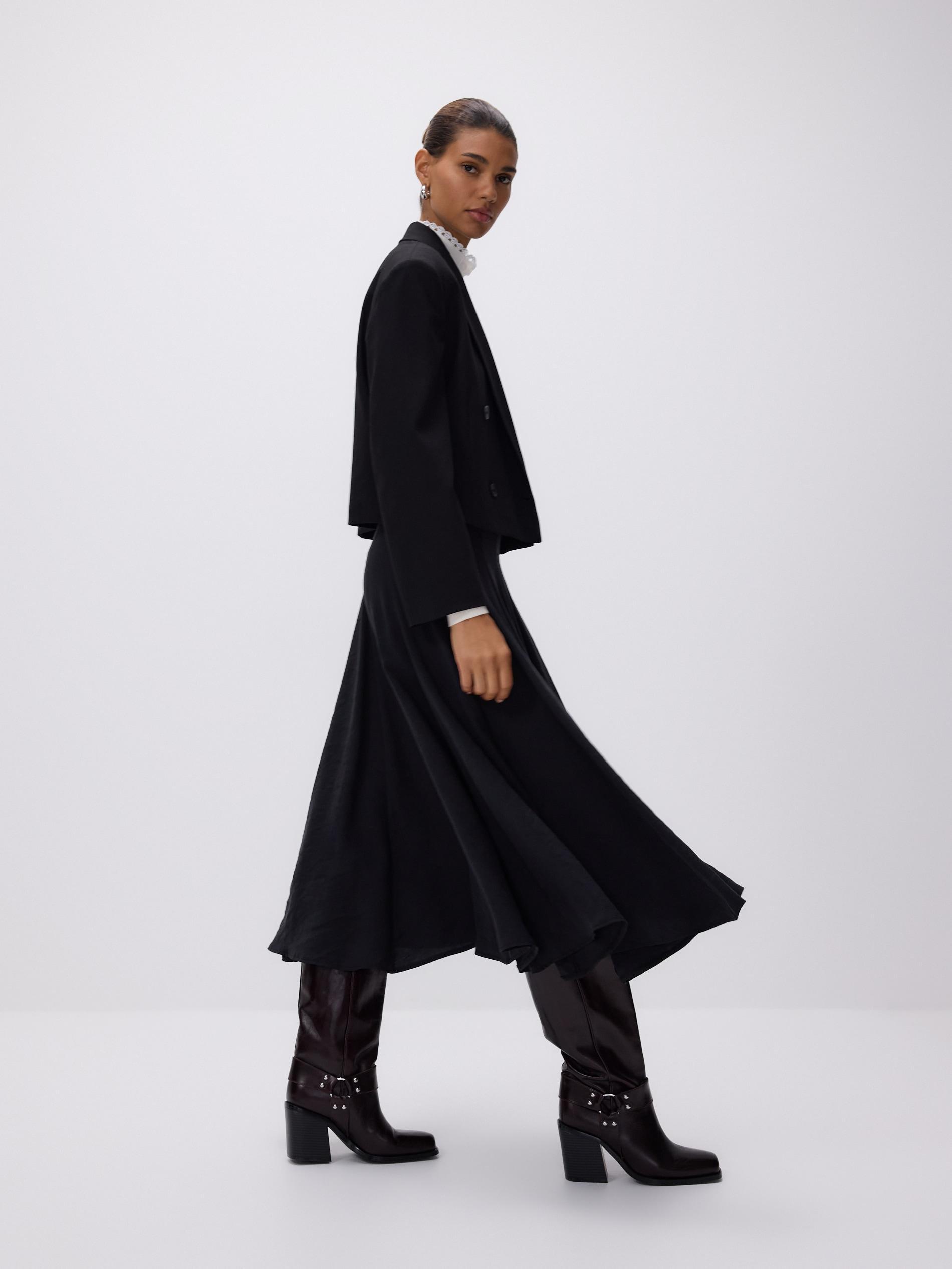 Black Modal Blend Skirt, Black, large image number 7