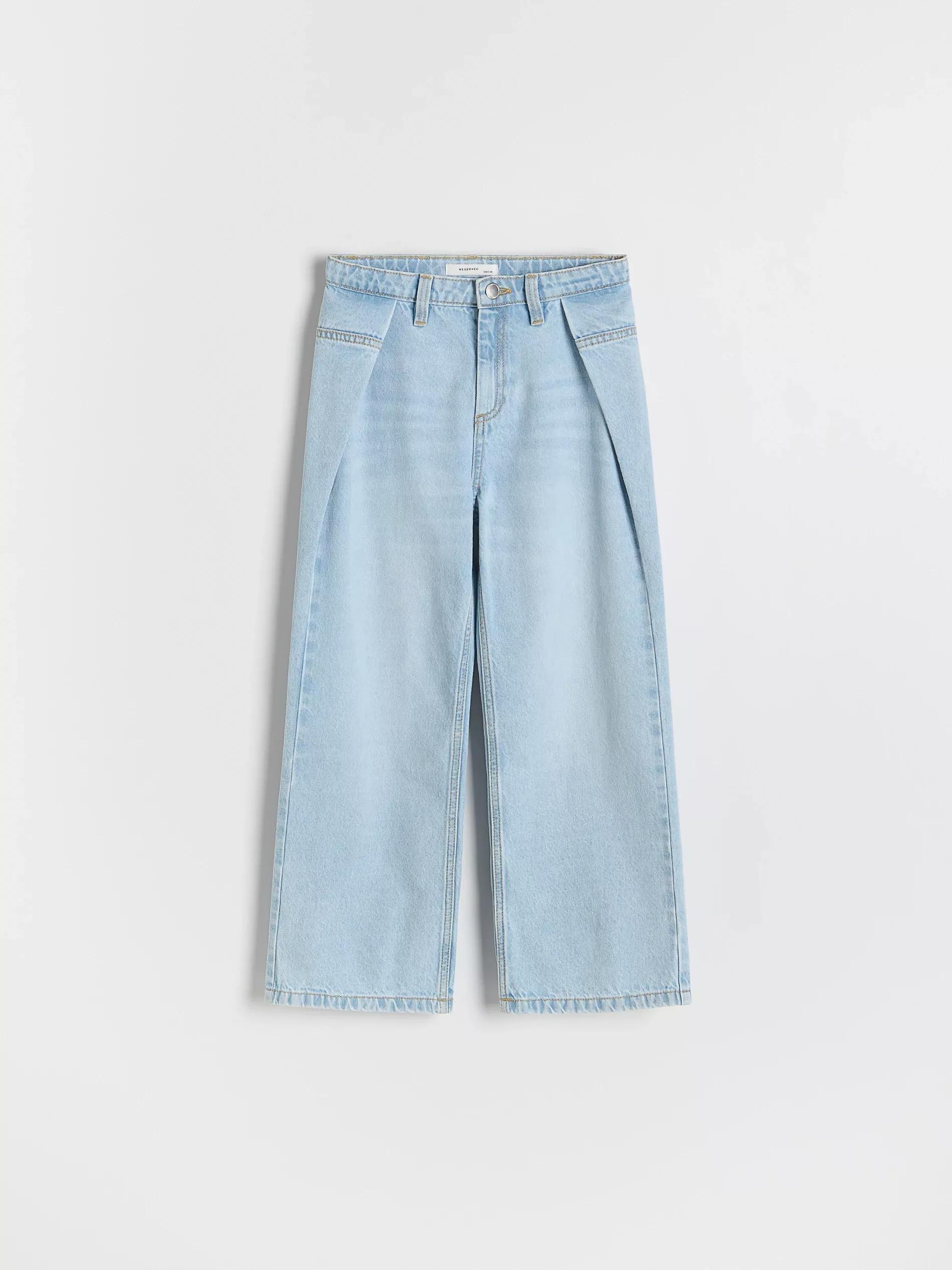 Blue Wide Leg Jeans With Pleats, , large image number 2