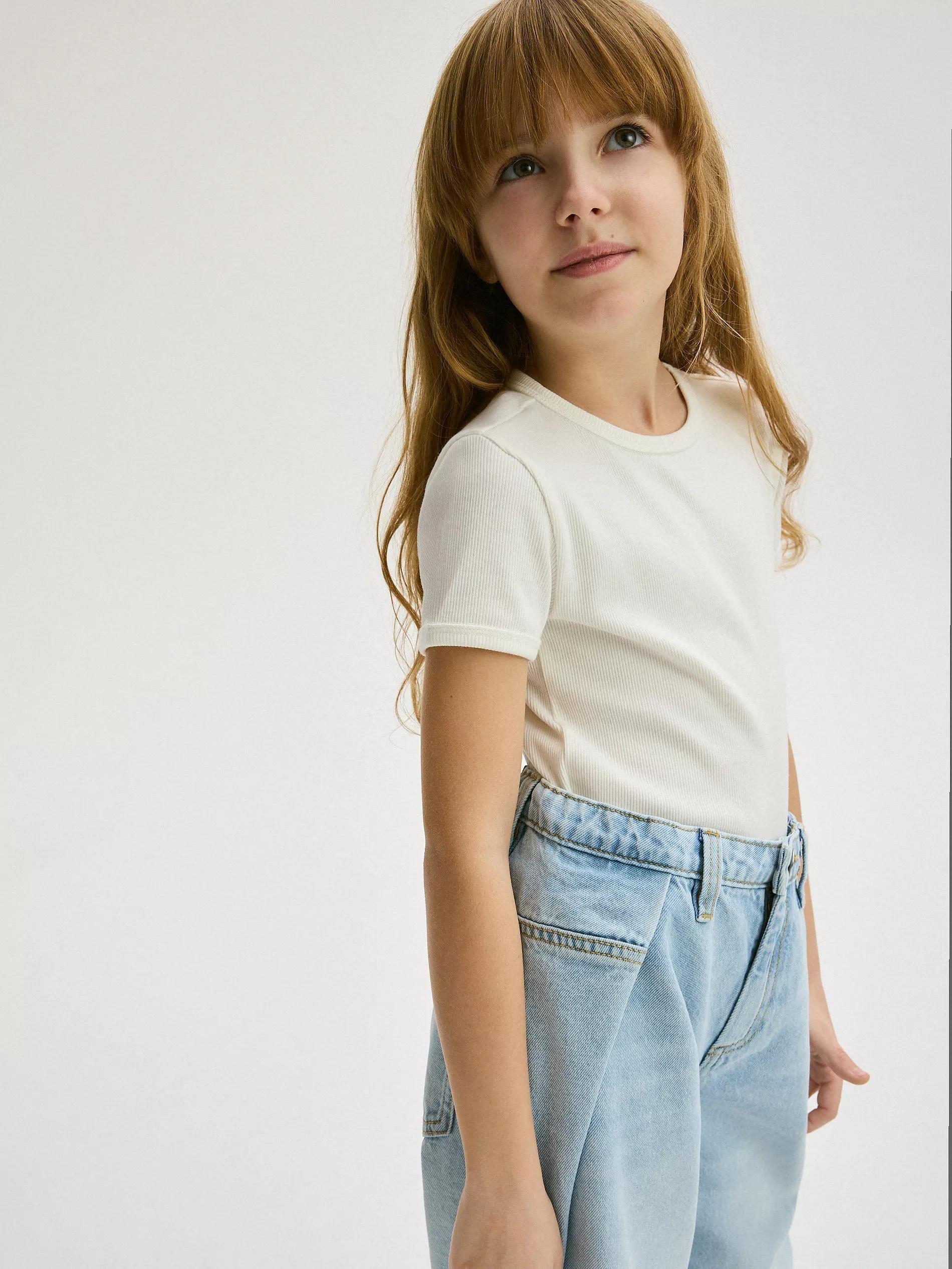 Blue Wide Leg Jeans With Pleats, , large image number 3