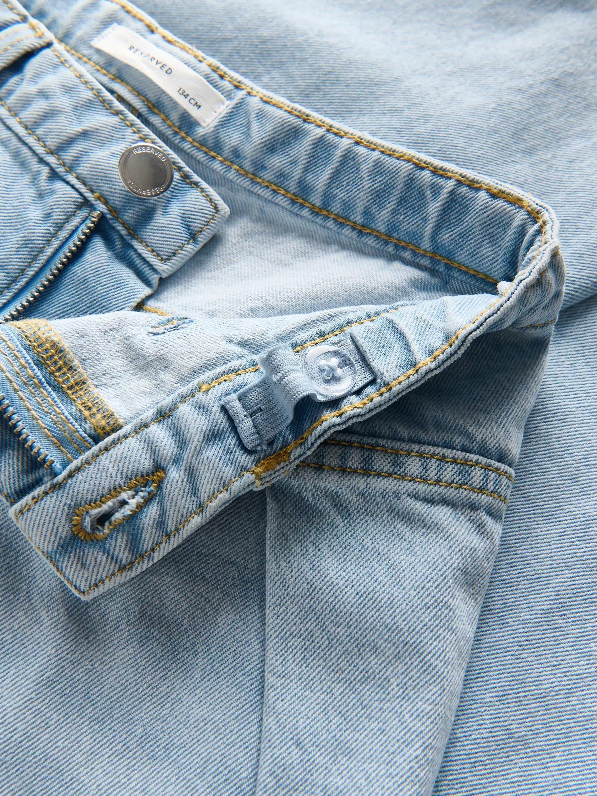 Blue Wide Leg Jeans With Pleats, , large image number 4
