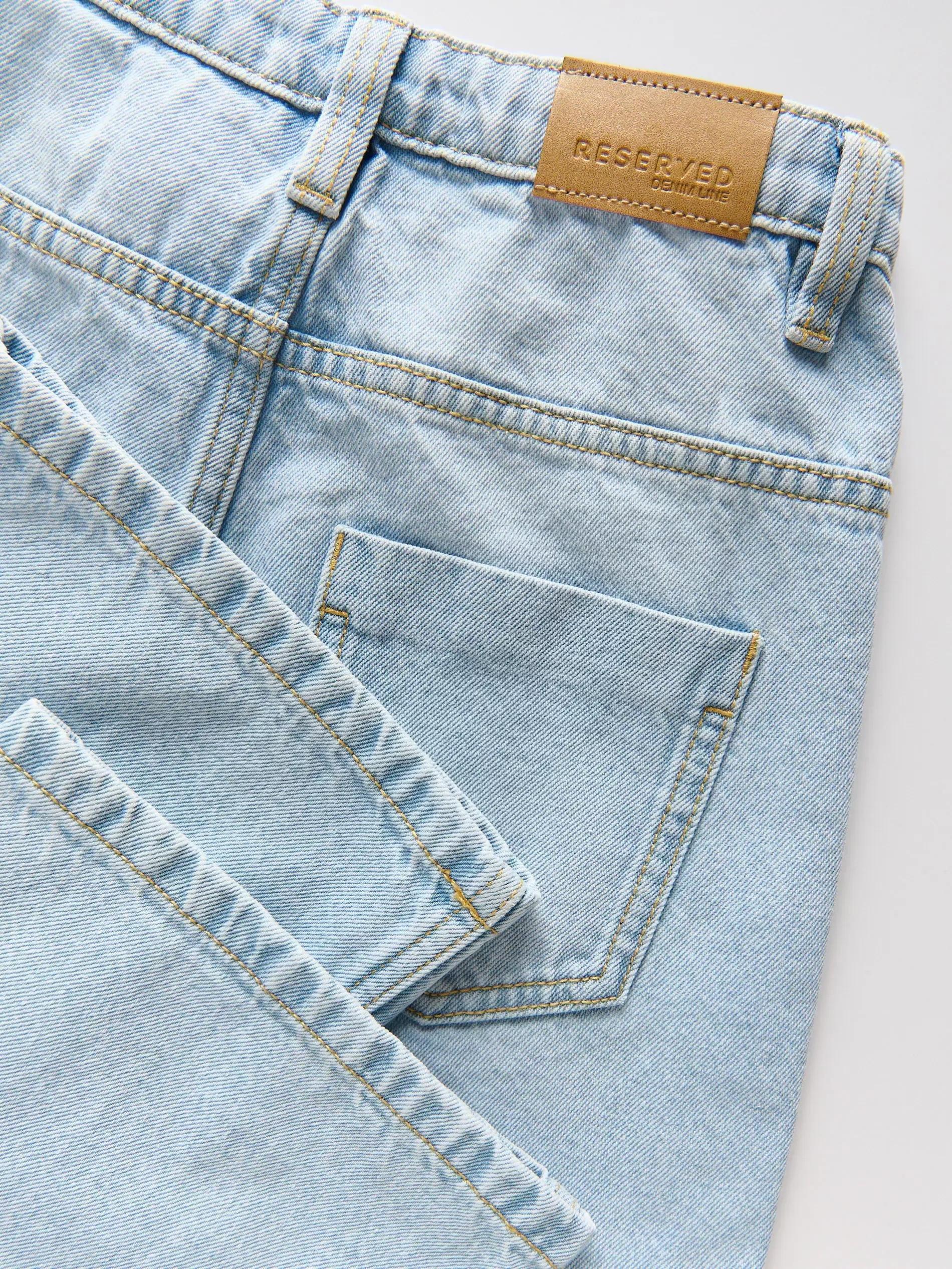 Blue Wide Leg Jeans With Pleats, , large image number 5