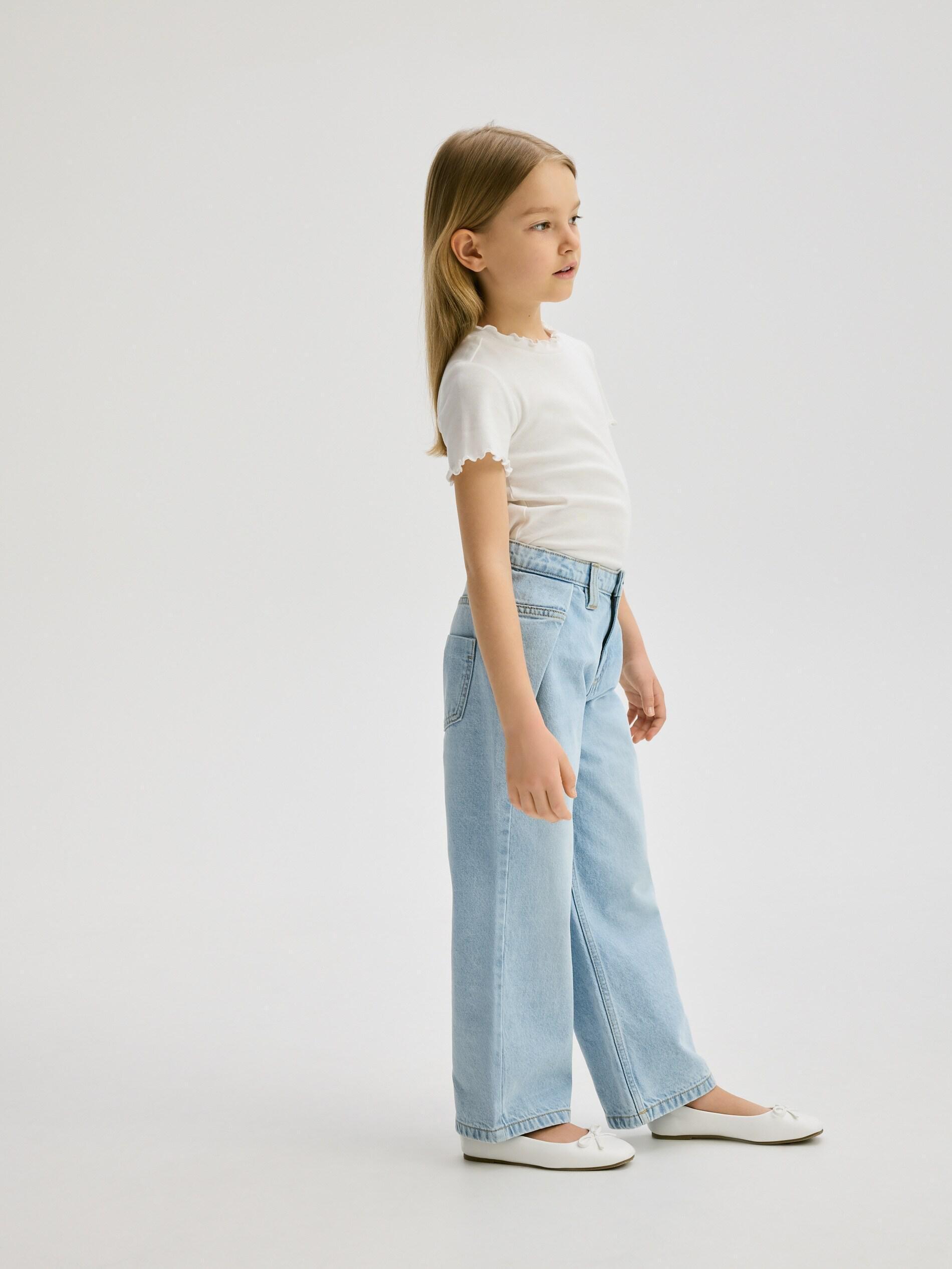 Blue Wide Leg Jeans With Pleats, Blue, large image number 5