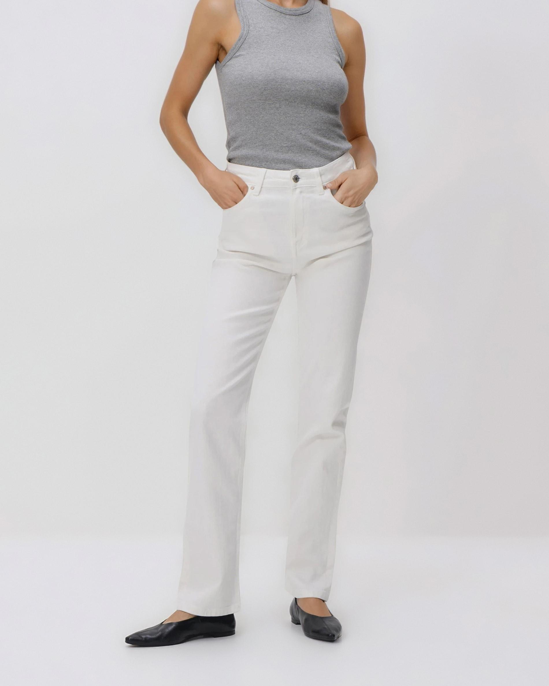 White Straight Jeans, White, large image number 1