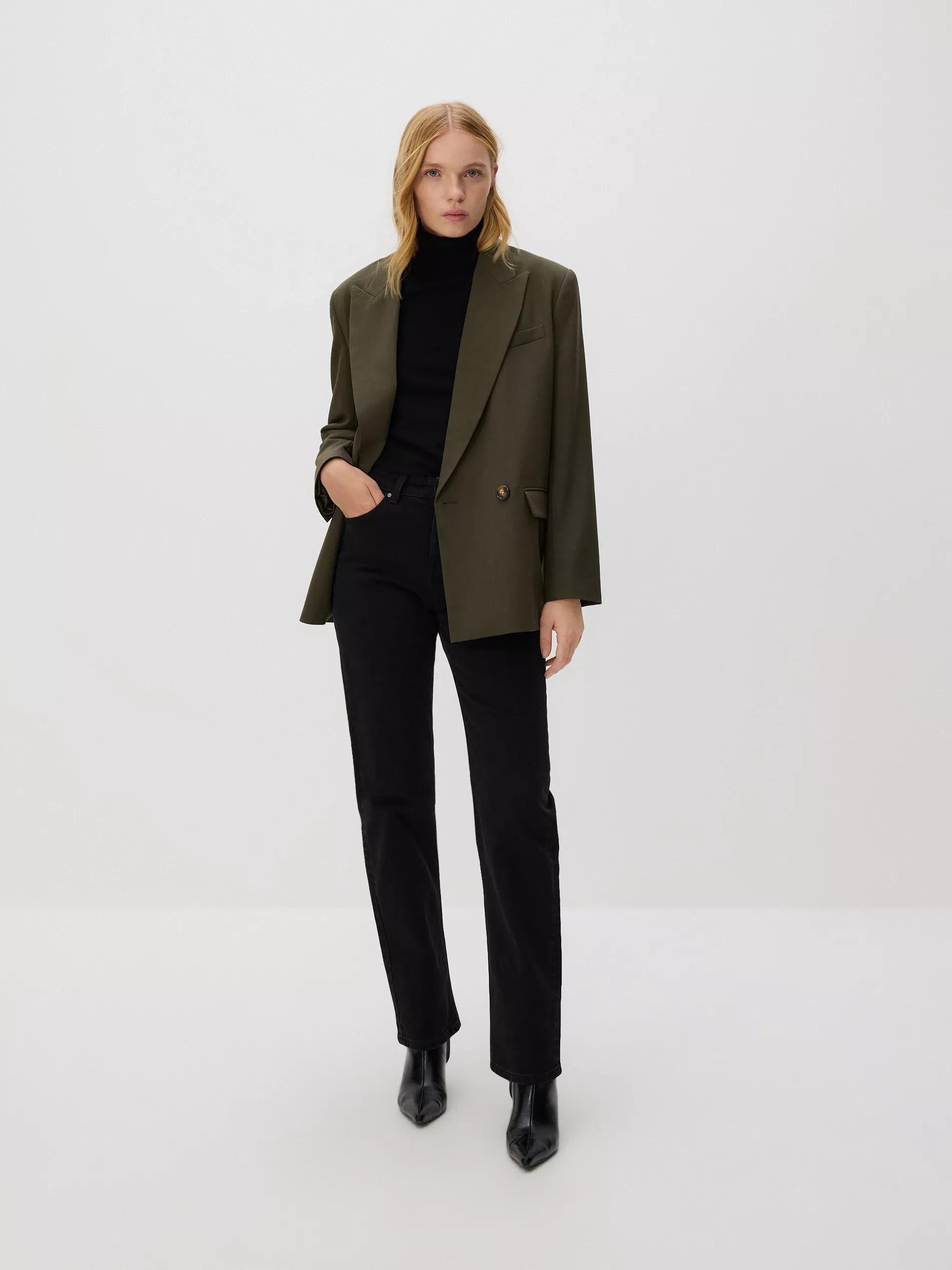 Black Straight Jeans, Black, large image number 0