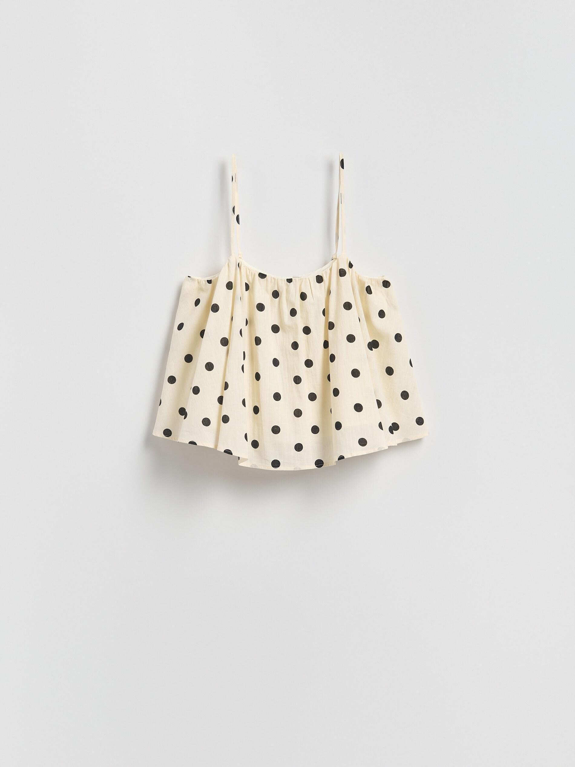 CREAM Polka dot cotton top, Ivory, large image number 0