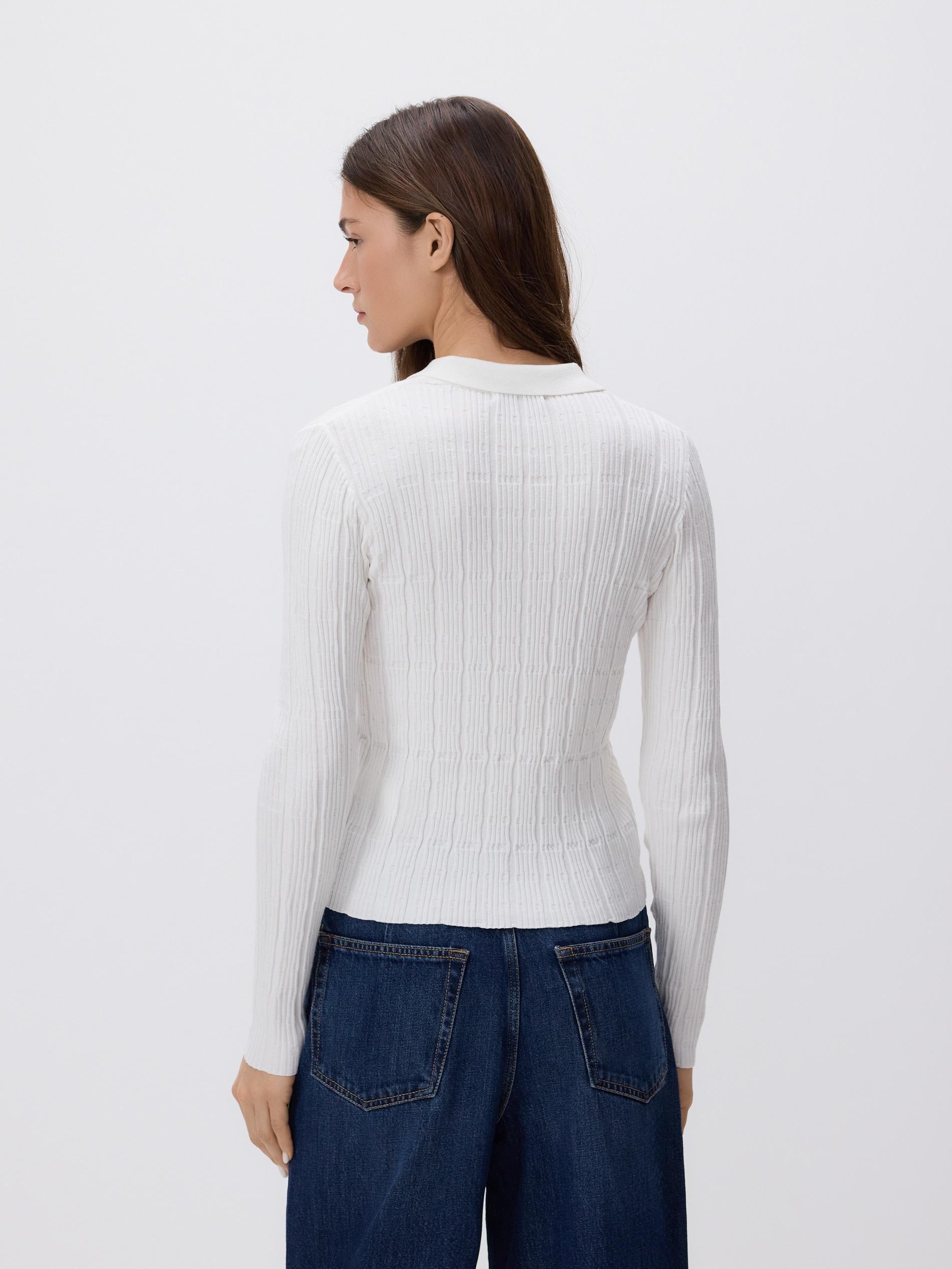 Cream Cardigan With Collar, Ivory, large image number 1