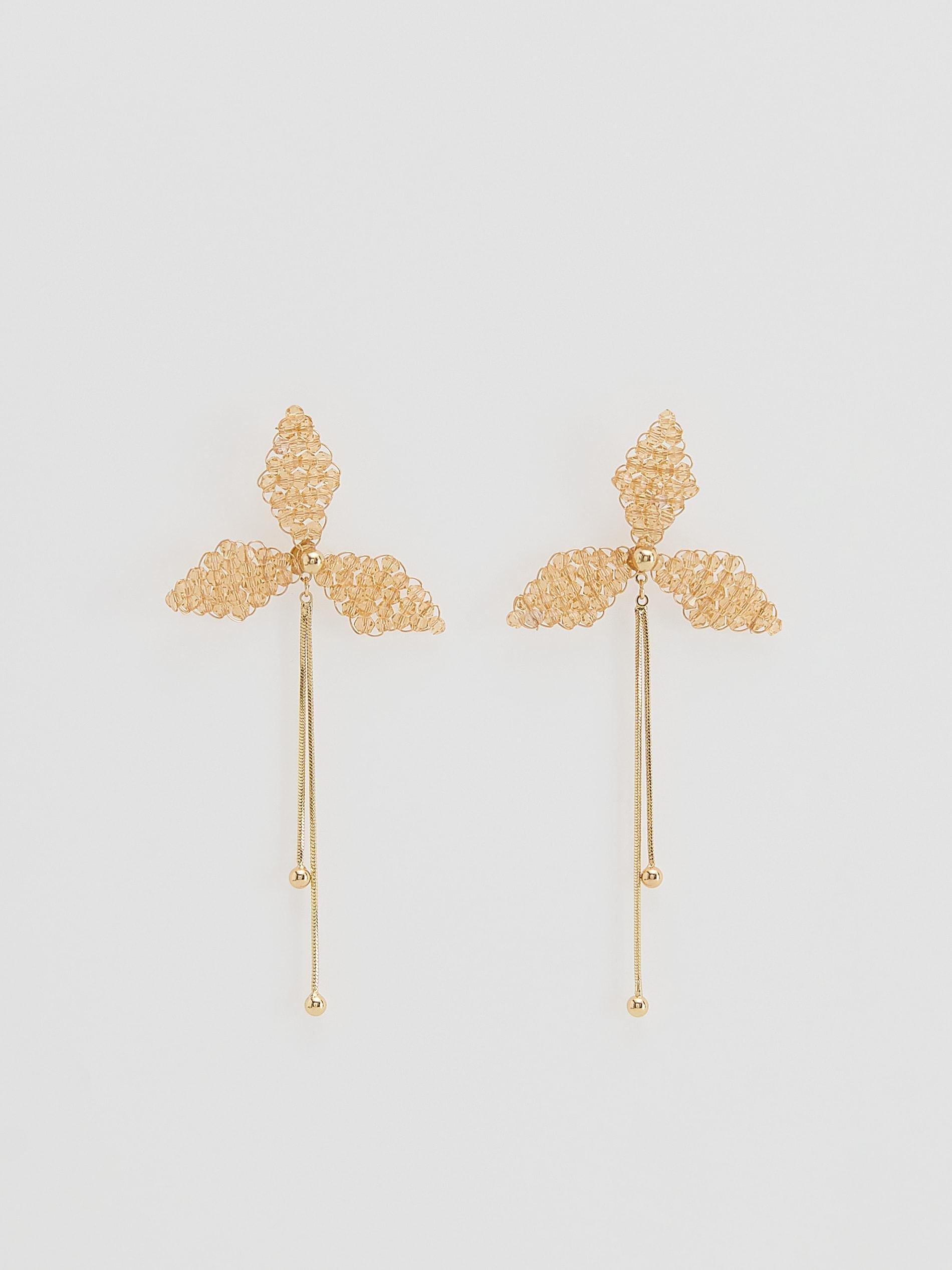 Beige Beaded Earrings, Beige, large image number 0