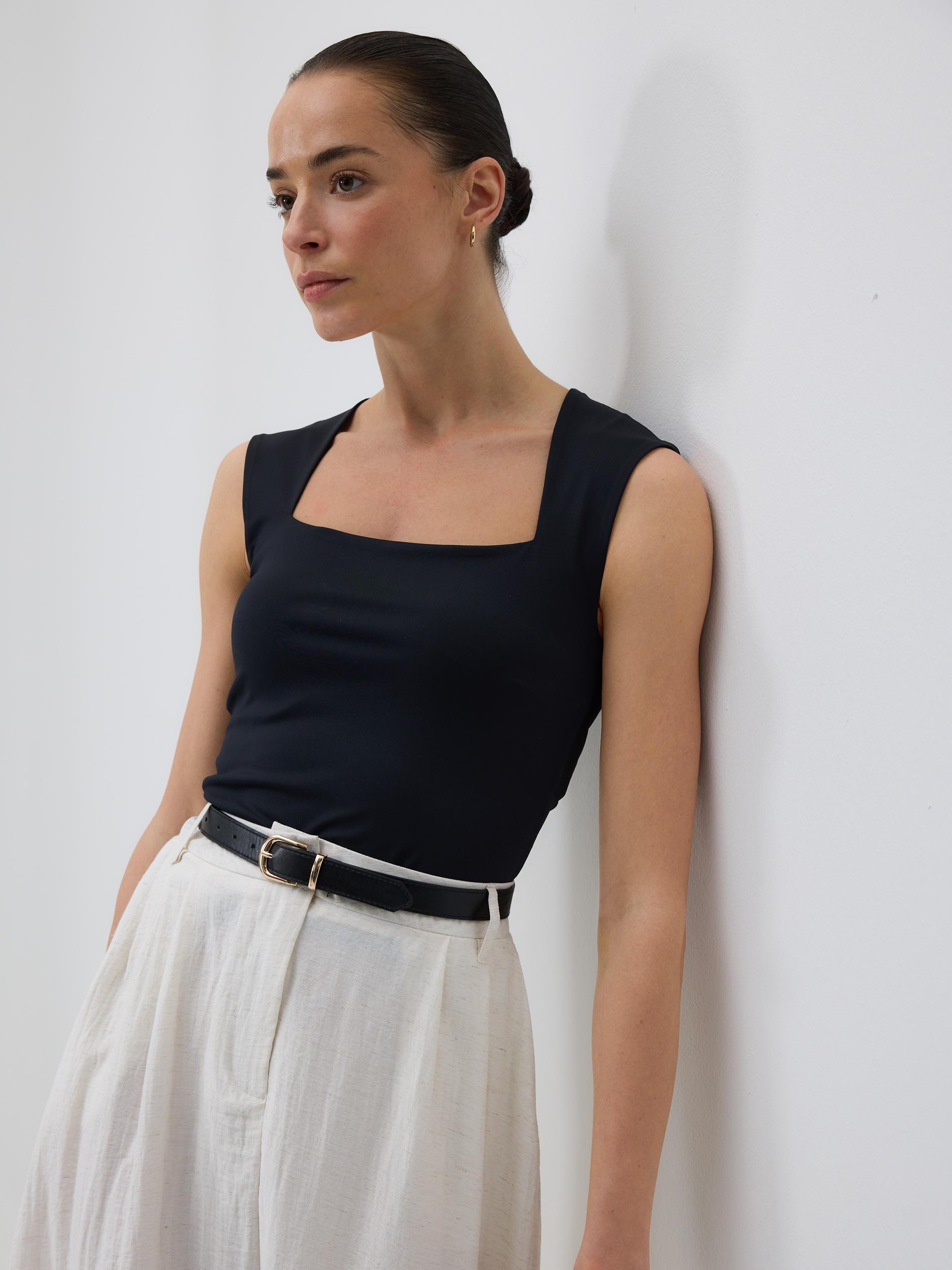 White Midi Skirt With Belt, White, large image number 2