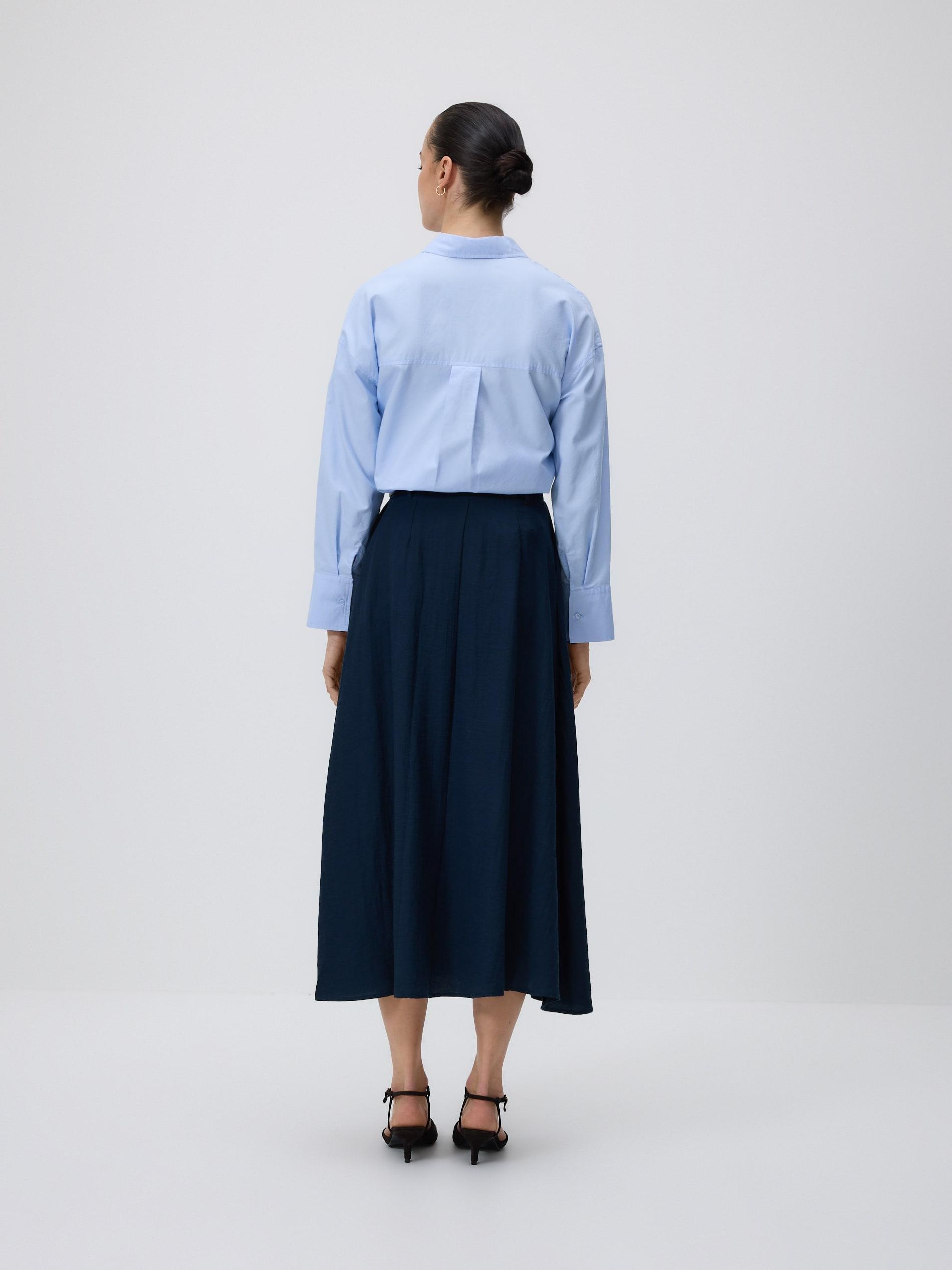 Navy Midi Skirt With Belt, Navy, large image number 2