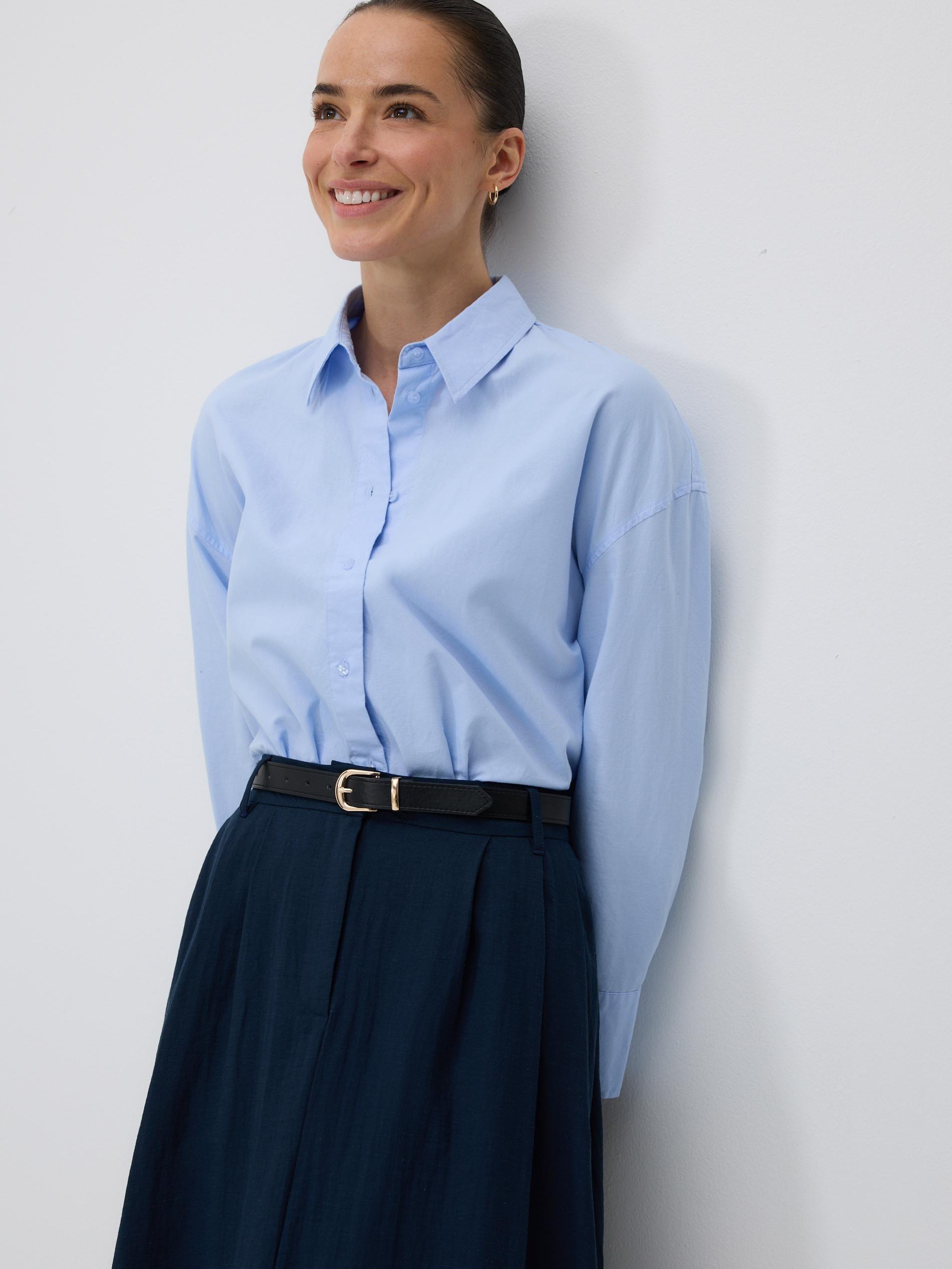 Navy Midi Skirt With Belt, Navy, large image number 3
