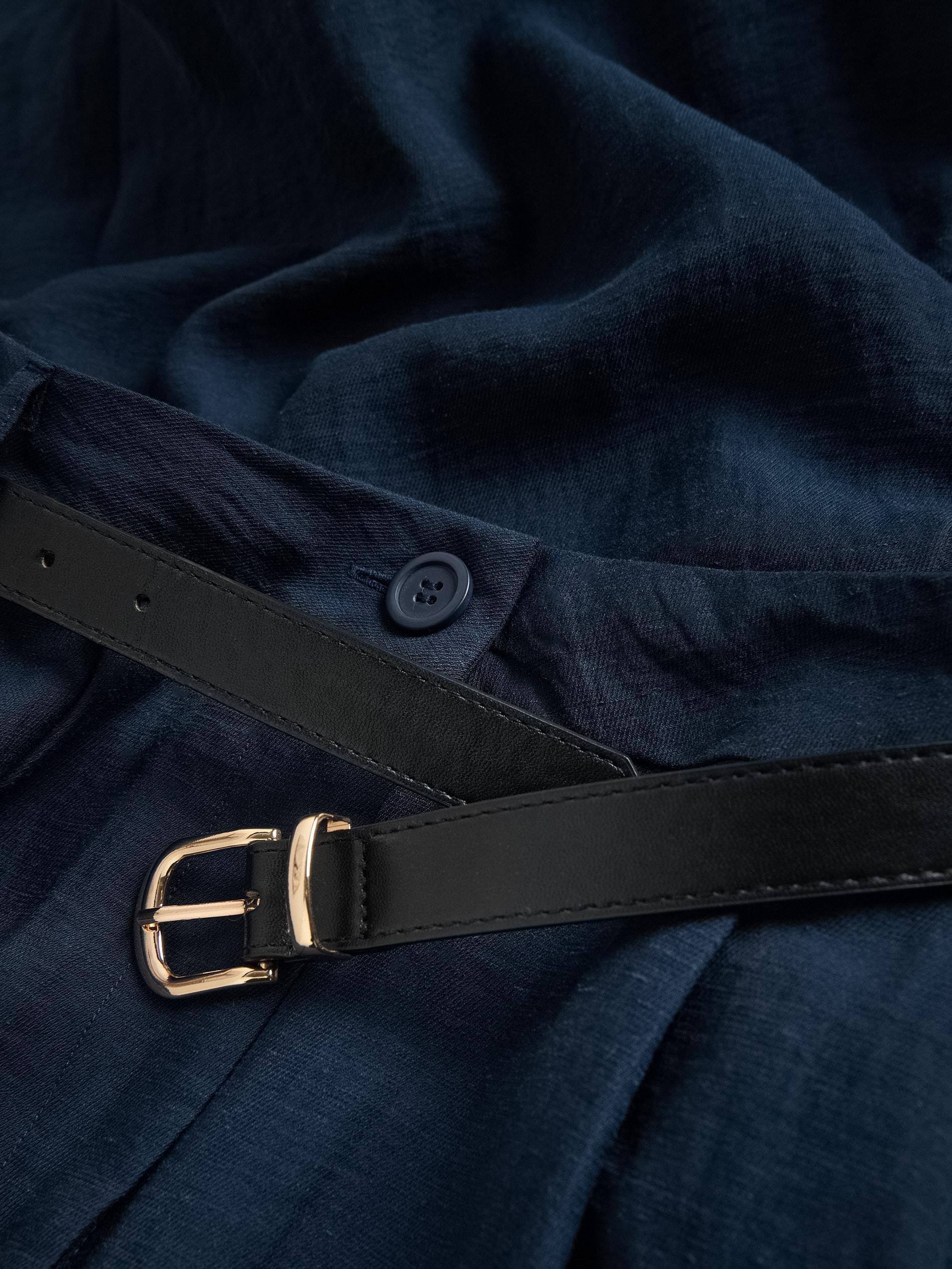 Navy Midi Skirt With Belt, Navy, large image number 5