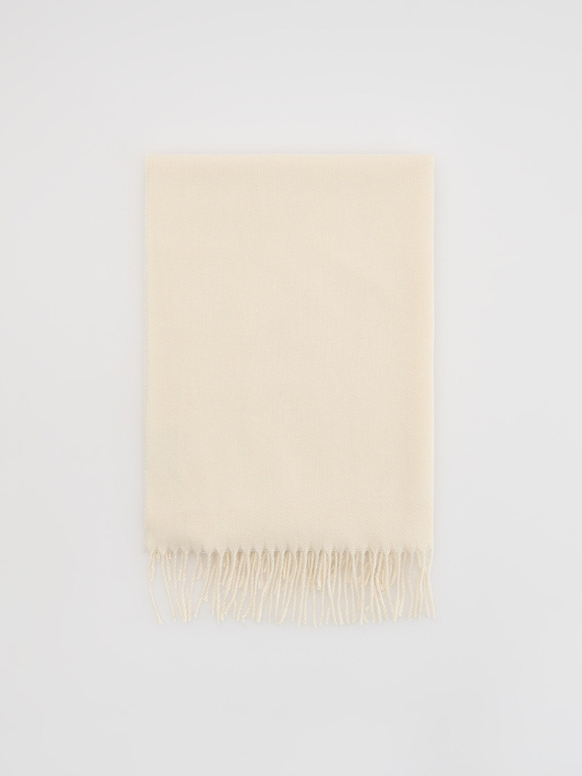 Cream Plain Fringe Scarf, Ivory, large image number 0