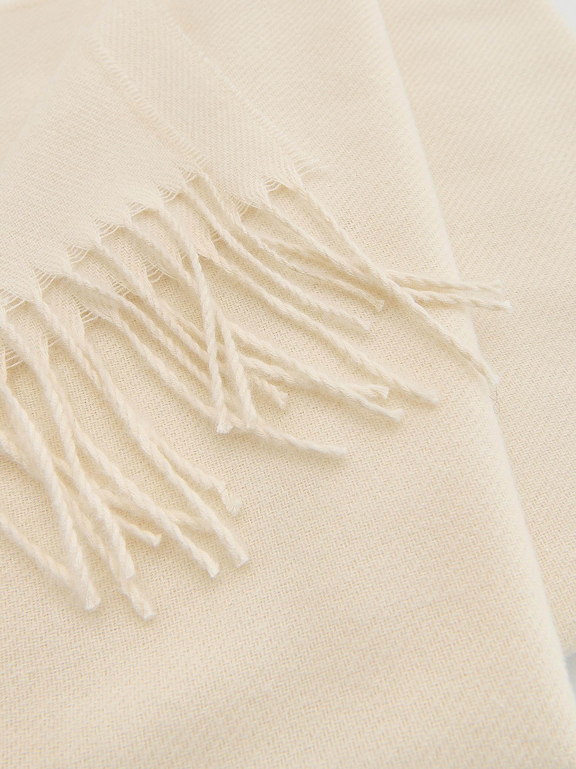Cream Plain Fringe Scarf, Ivory, large image number 1