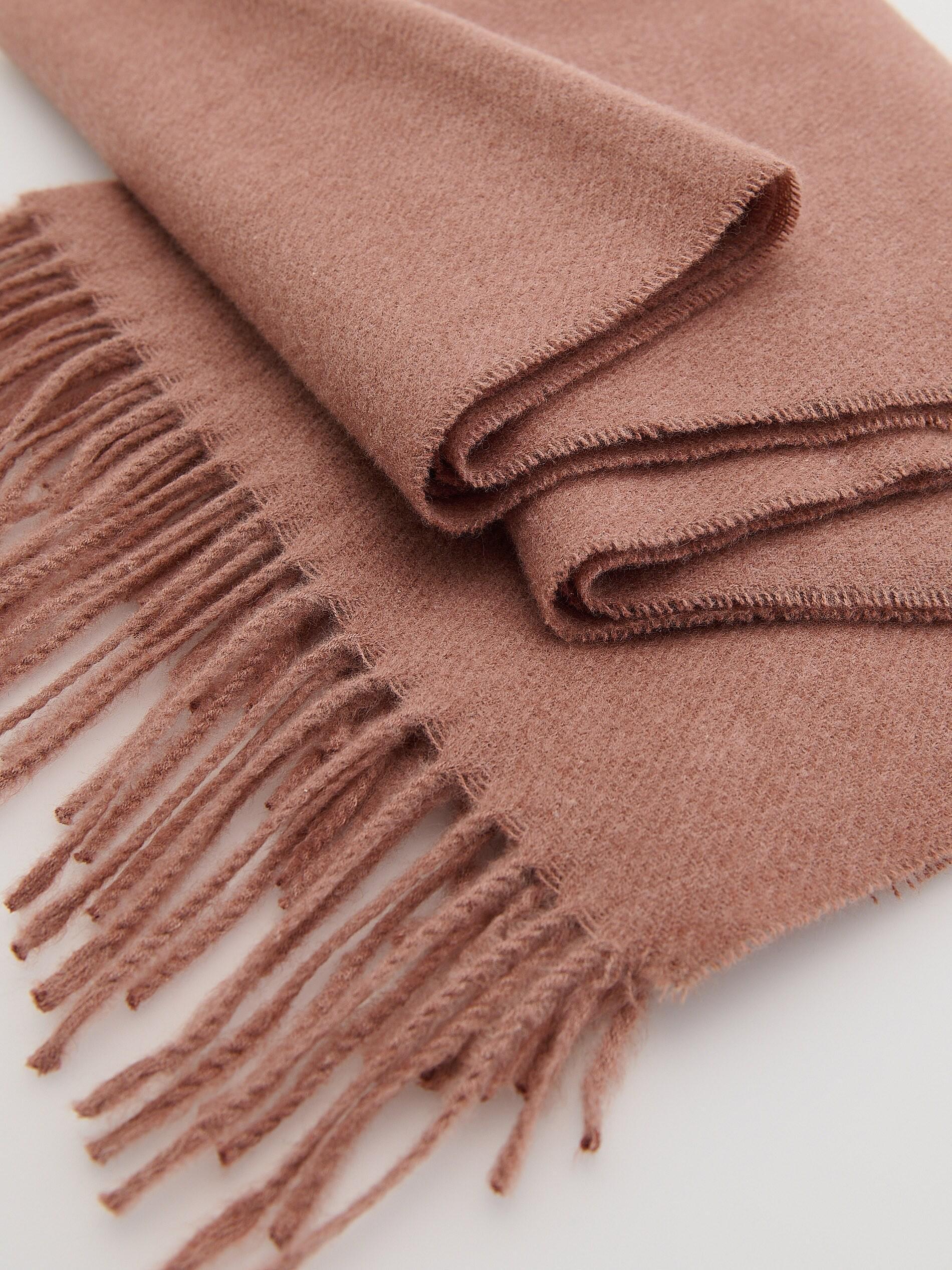 Nude Plain Fringe Scarf, Pink, medium