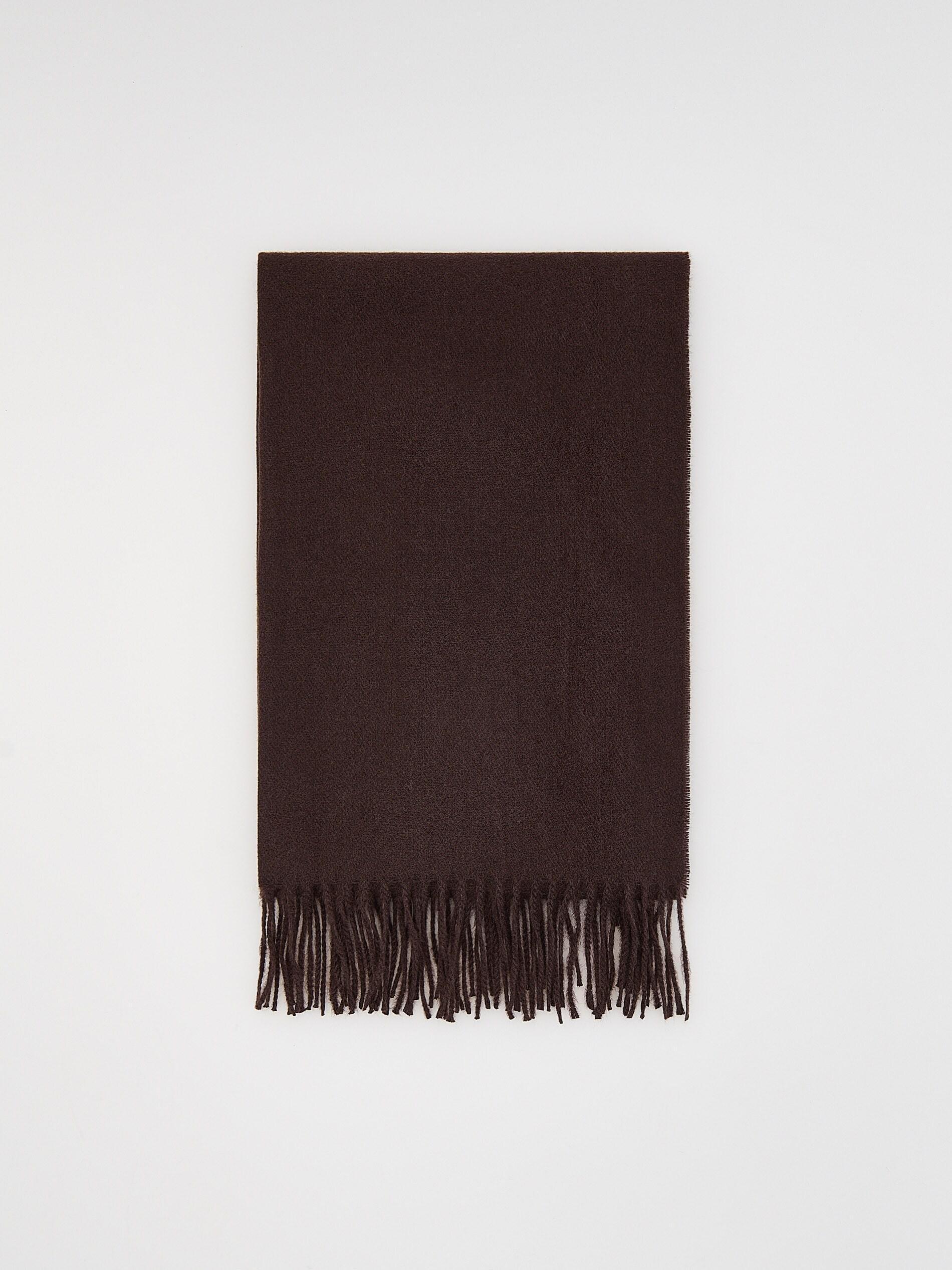 Brown Plain Fringe Scarf, Brown, large image number 0