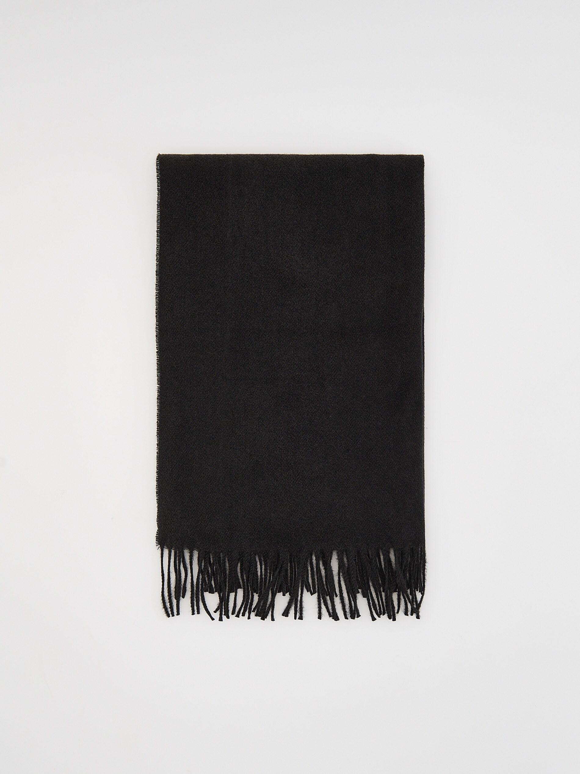 Black Plain Fringe Scarf, Black, medium