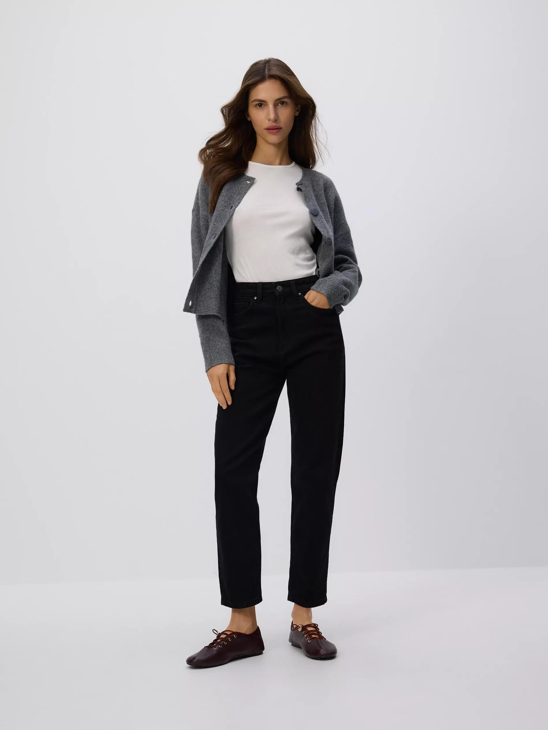 Black Mom Fit Slim Jeans, , large image number 0