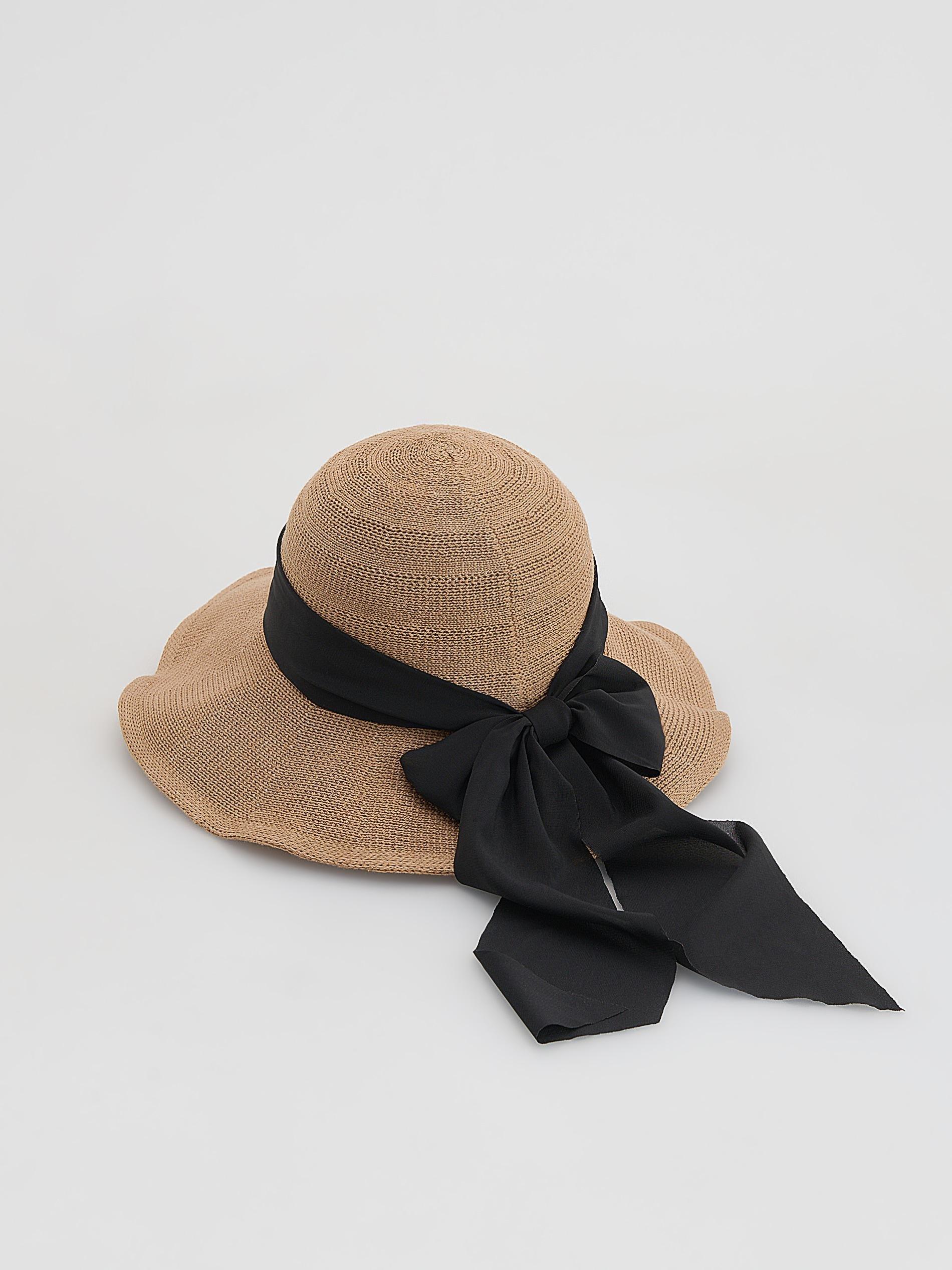 Beige Hat With Bow Detail, Beige, large image number 1