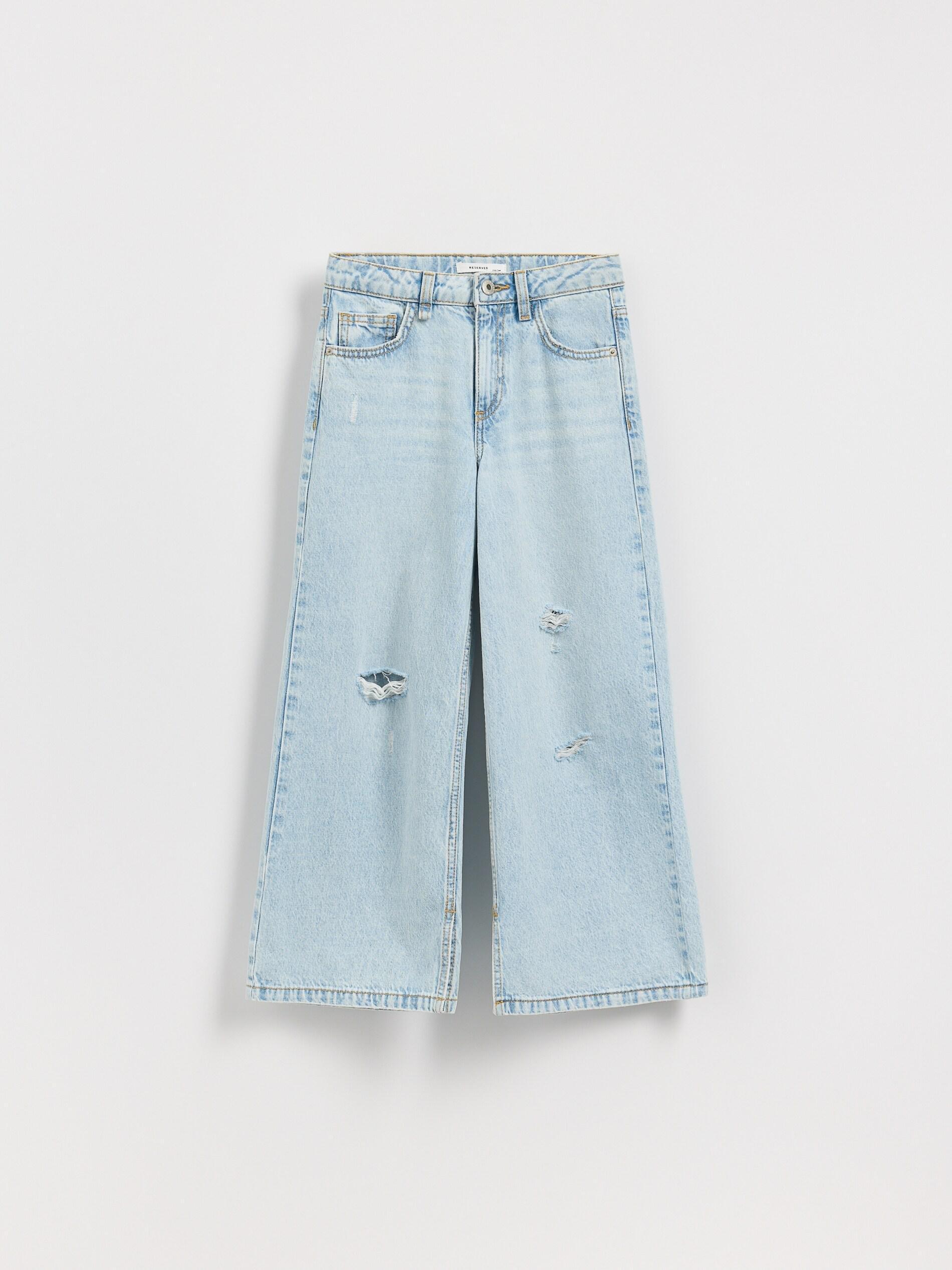 Blue Super Wide Leg Jeans With Details, Blue, large image number 4