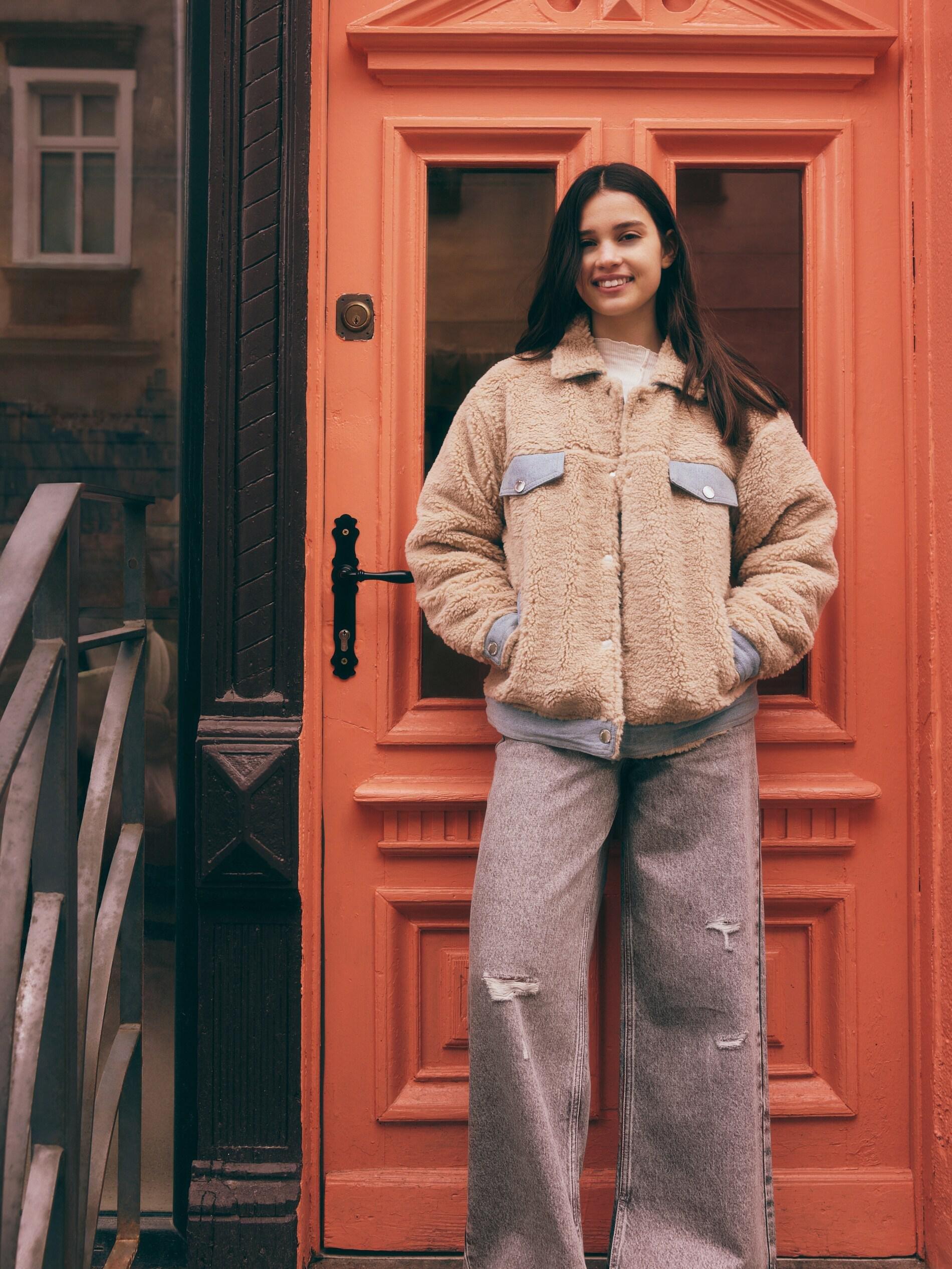 Grey Super Wide Leg Jeans With Detail, Light grey, medium