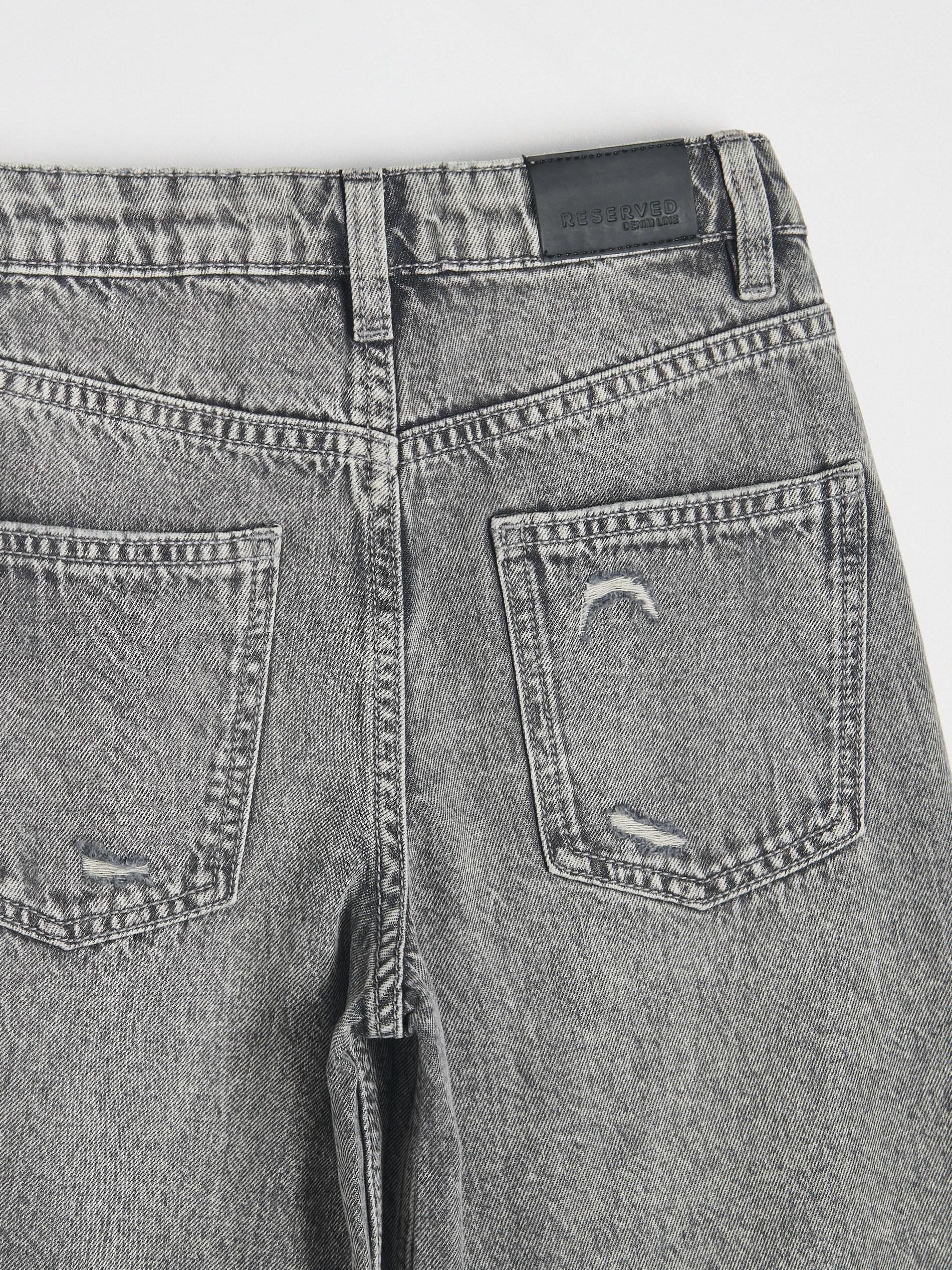 Grey Super Wide Leg Jeans With Detail, Light grey, large image number 3