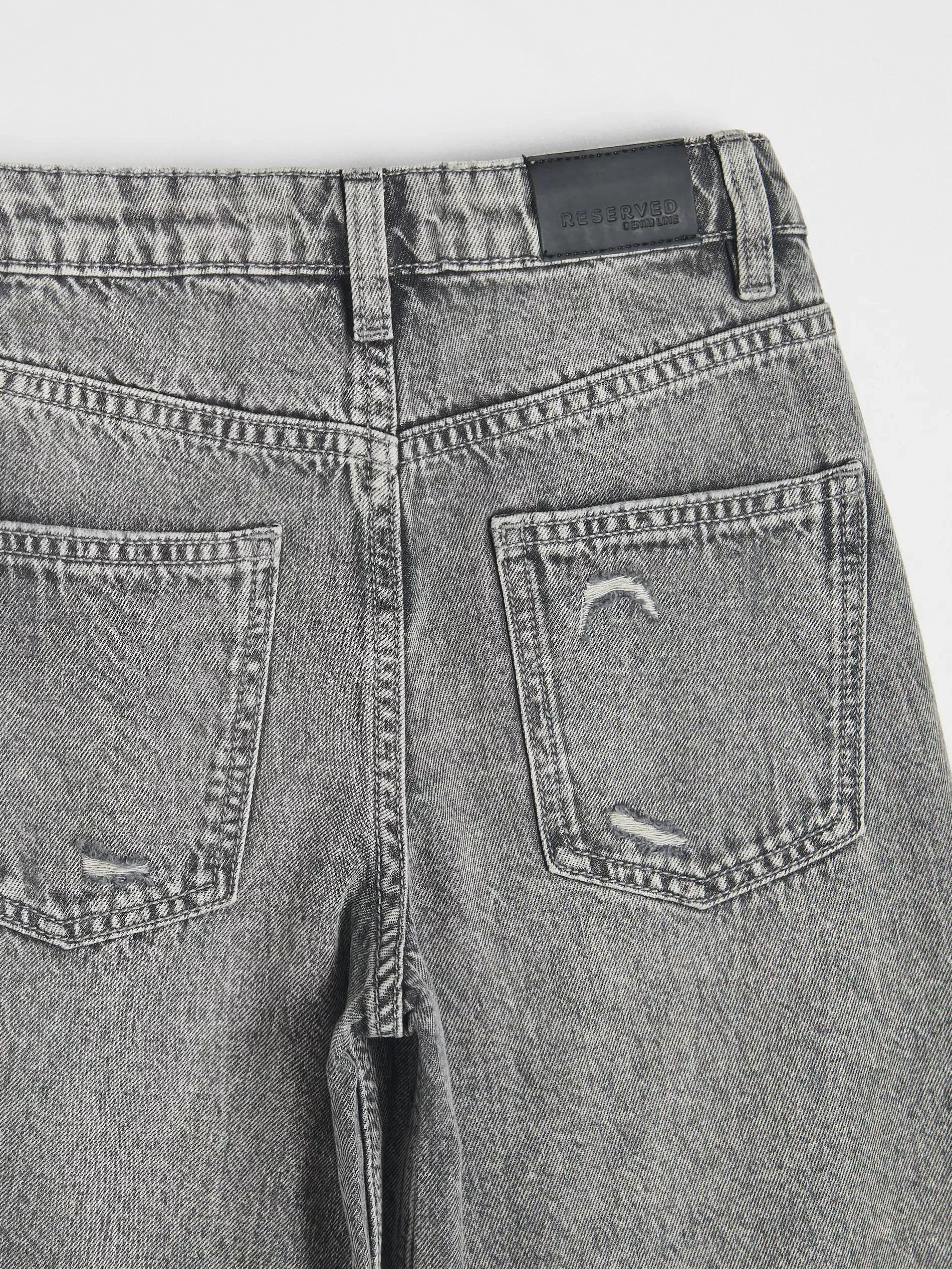 Grey Super Wide Leg Jeans With Detail, Light grey, large image number 5