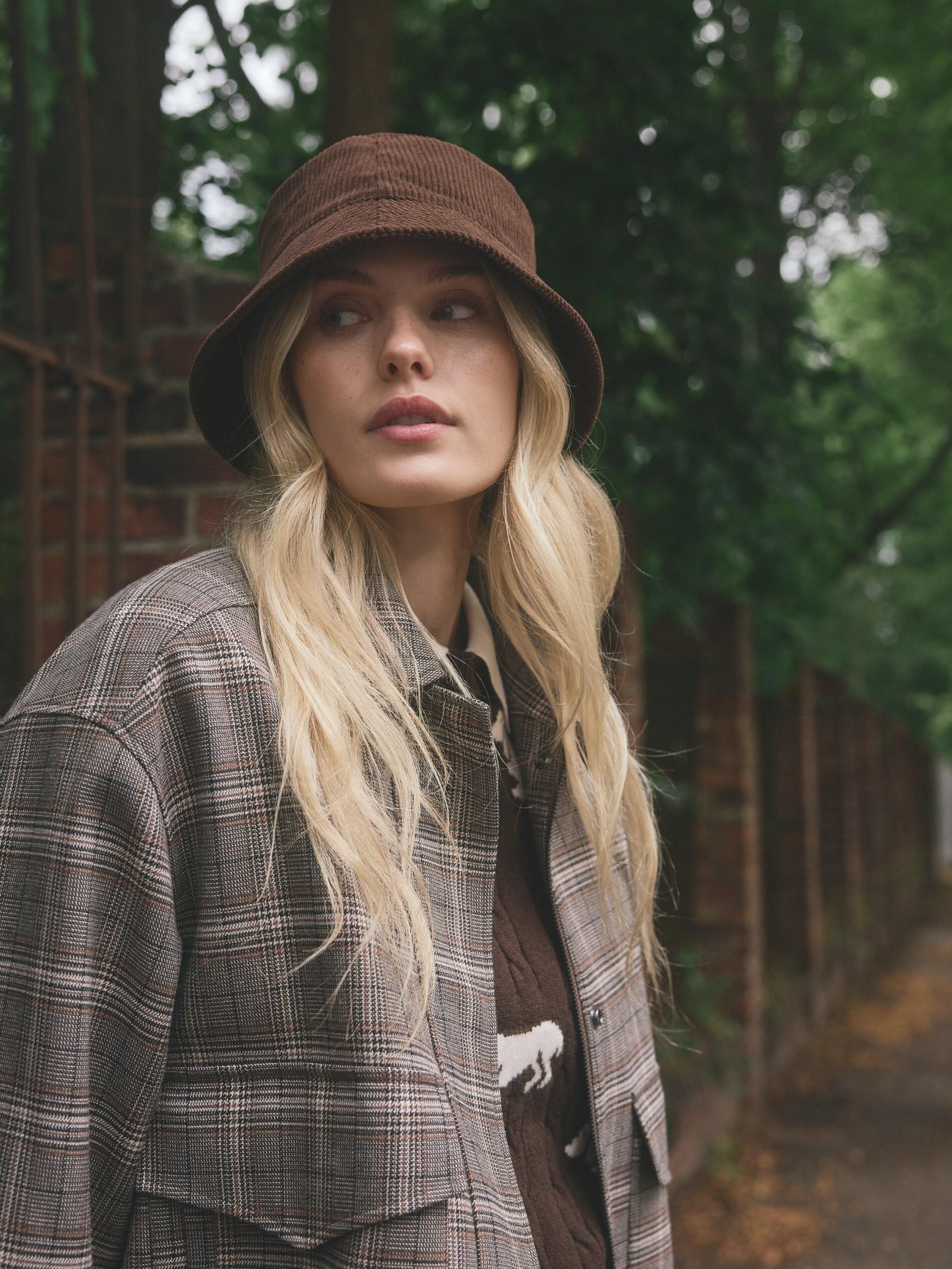 Brown Corduroy Bucket Hat, Brown, medium