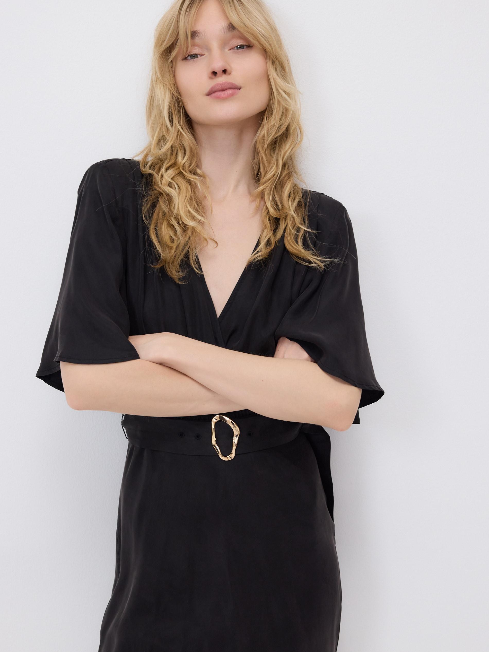 Black Cupro Rich Dress, Black, large image number 2